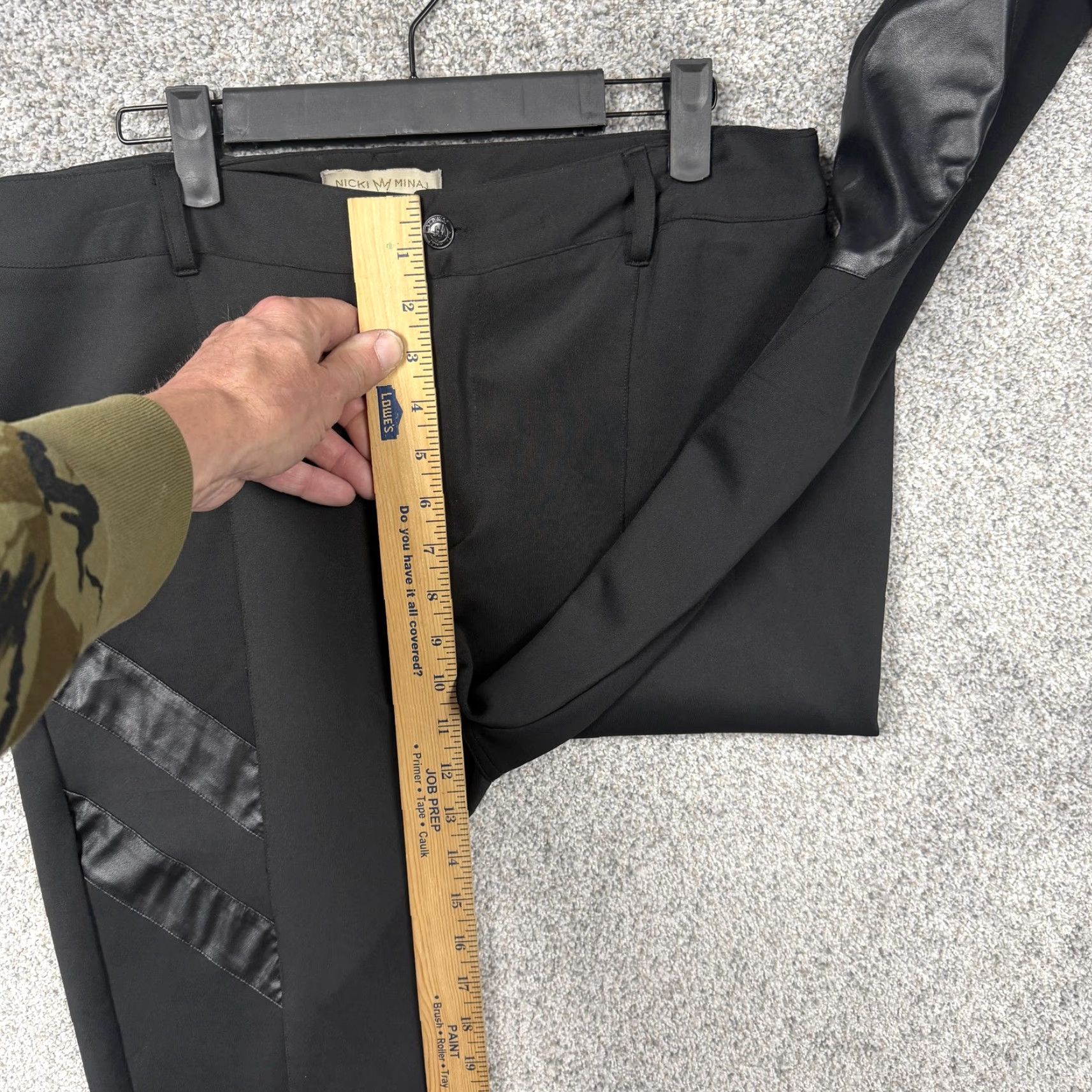 Vintage Nicki Minaj Pants Women XL 34x31 Black Satin Faux Leather Skinny Moto Street New Size 40" / US 18 - 7 Thumbnail