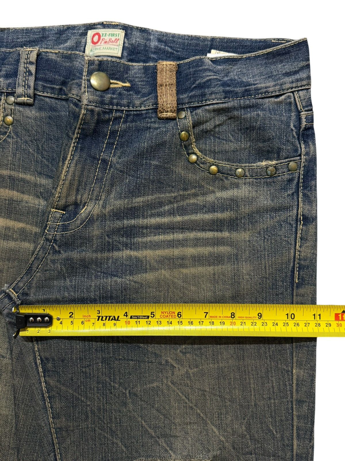 If Six Was Nine Vintage 90s Japanese Brand Honeycomb Distress Wide Leg Flare Size US 33 - 12 Thumbnail