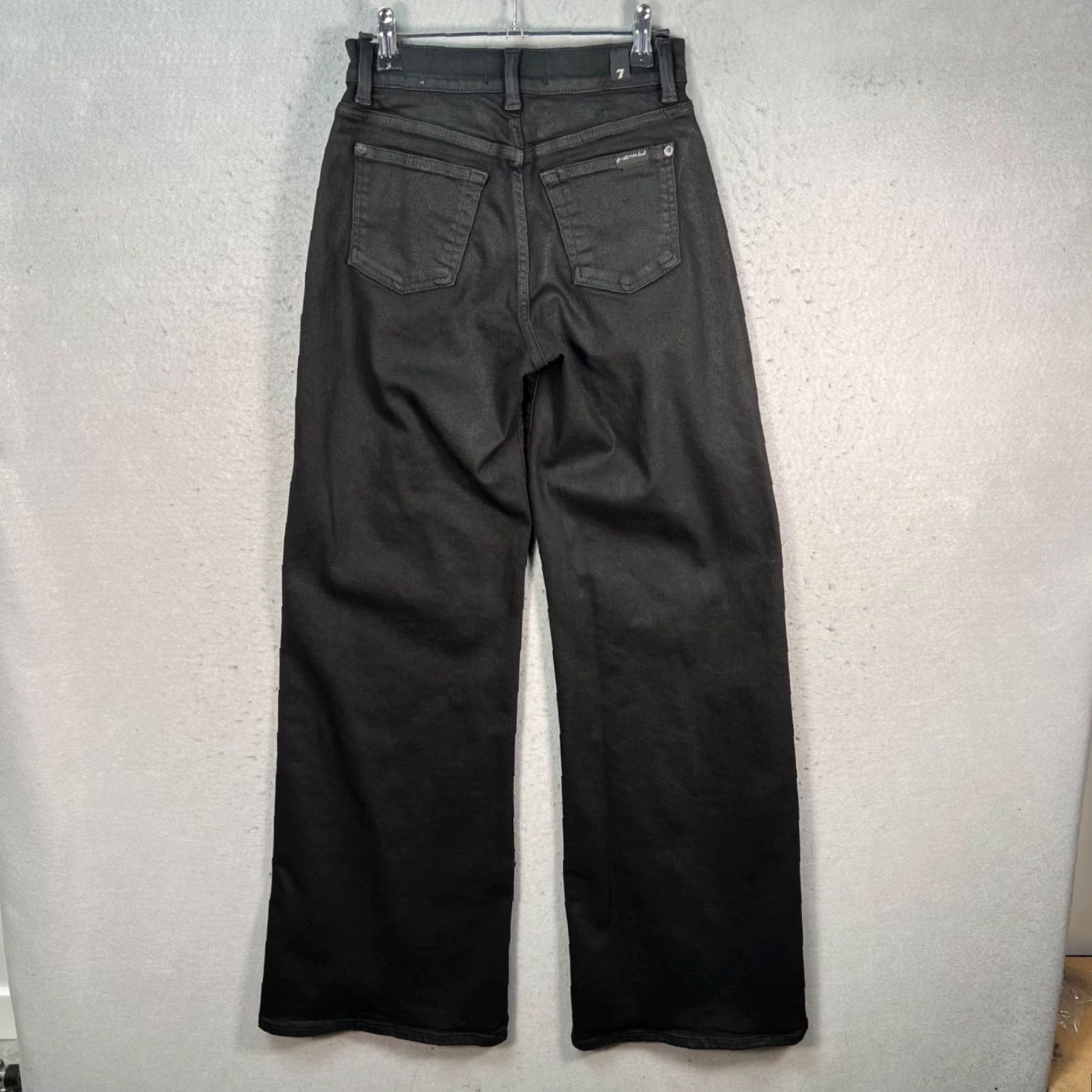 7 For All Mankind 7 For All Mankind Wide Leg Coated Black Denim Jeans Womens Size 25 Size 42" / US 20 - 2 Thumbnail