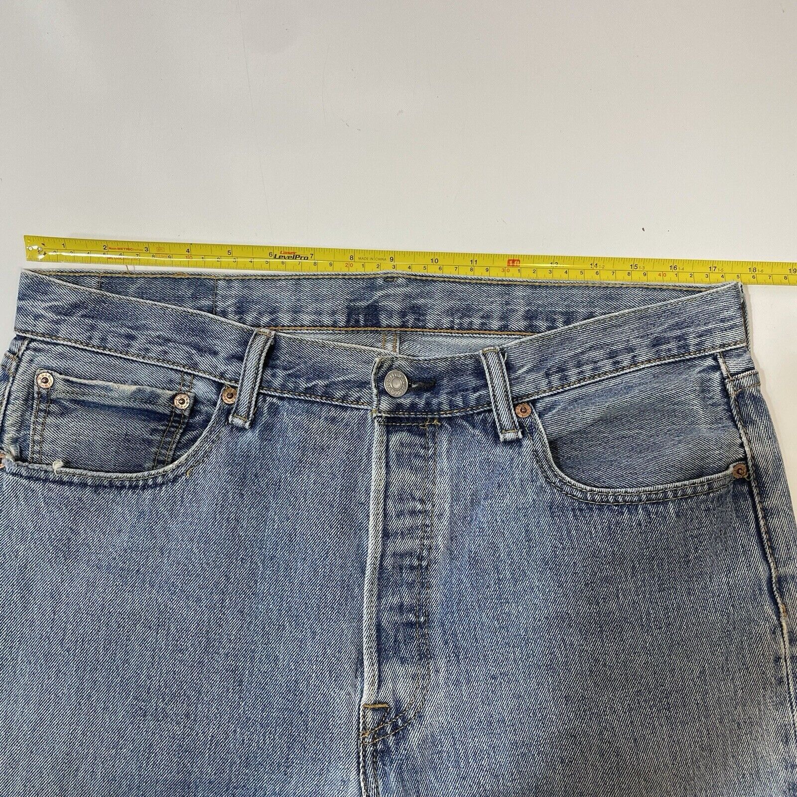 Levi's Levis 501 Jeans Mens 34 Blue Light Wash Straight Button Fly Size US 34 / EU 50 - 9 Thumbnail