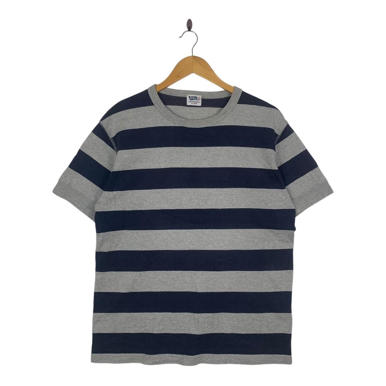 Vintage Vintage PHERROWS JAPANESE DENIM Union Made Striped Tee Shirt Size US XL / EU 56 / 4 - 1 Thumbnail