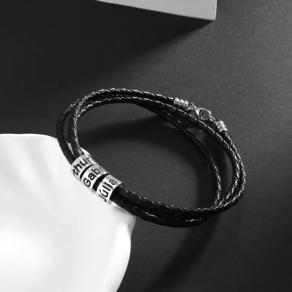 Jewelry Personalized Men Bracelets Custom Stainless Steel Beads Size ONE SIZE - 2 Thumbnail
