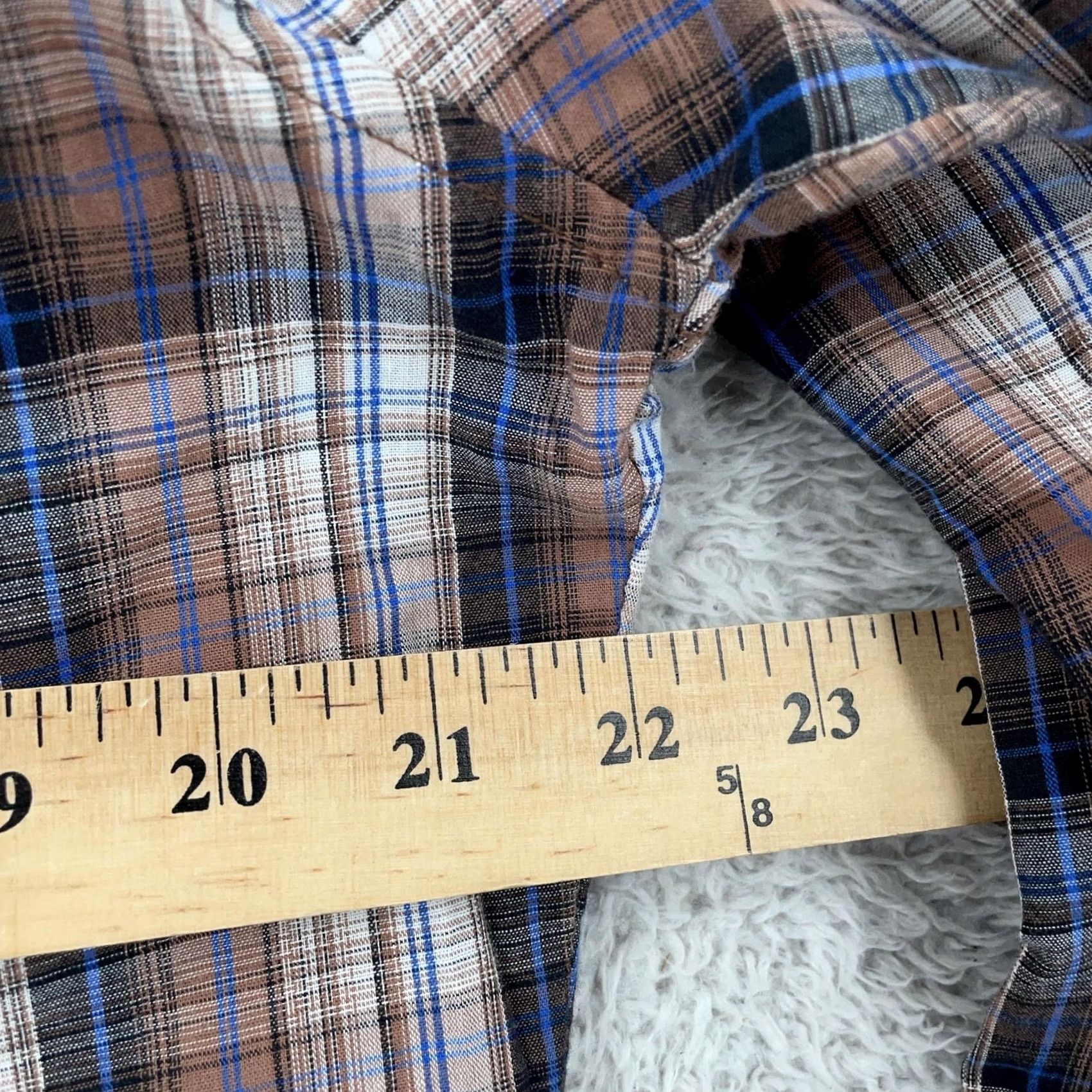 Wrangler Wrangler Western Shirt Mens M Brown Blue Plaid Long Sleeve Button-Up Collared Snap Pocket Size US M / EU 48-50 / 2 - 4 Thumbnail