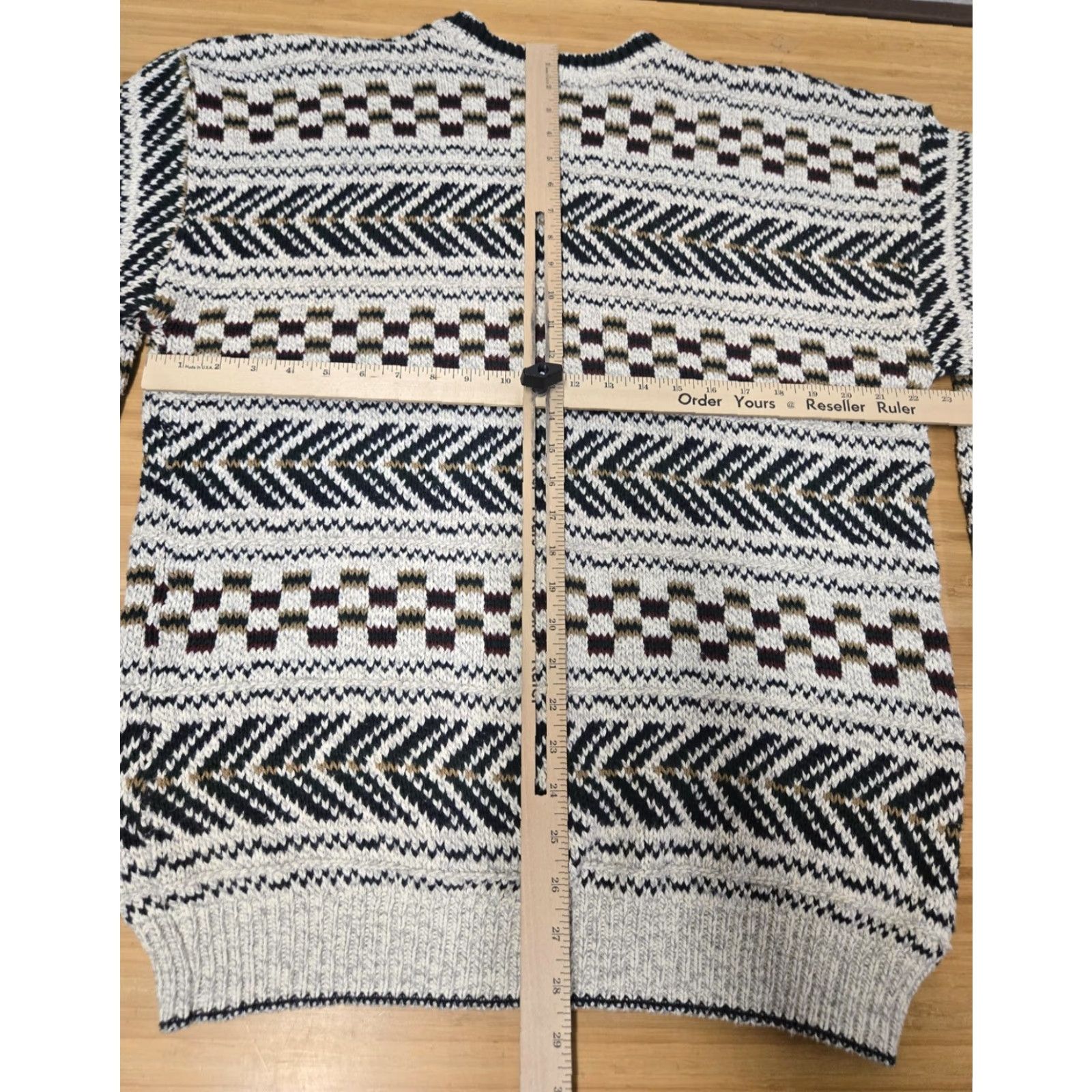 Vintage VINTAGE R&R Casuals Sweater Mens XL Cream Geometric Knit Cotton Crew Neck Pullover USA 90s Mens Size US XL / EU 56 / 4 - 7 Thumbnail