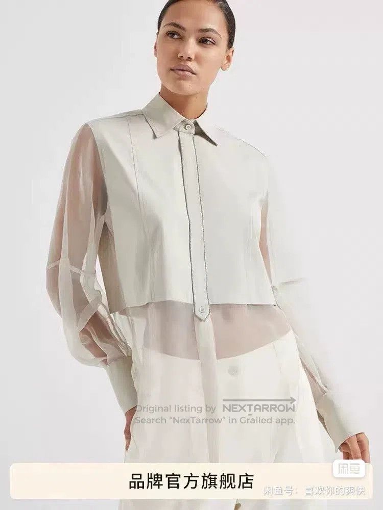 Brunello Cucinelli Brunello Cucinelli Sequin Embellished Silk Shirt Size S / US 4 / IT 40 - 1 Thumbnail