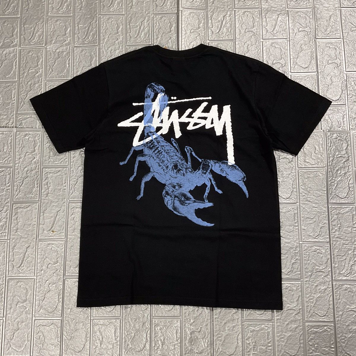 Vintage Stussy Blue Scorpion Tee Black | Grailed