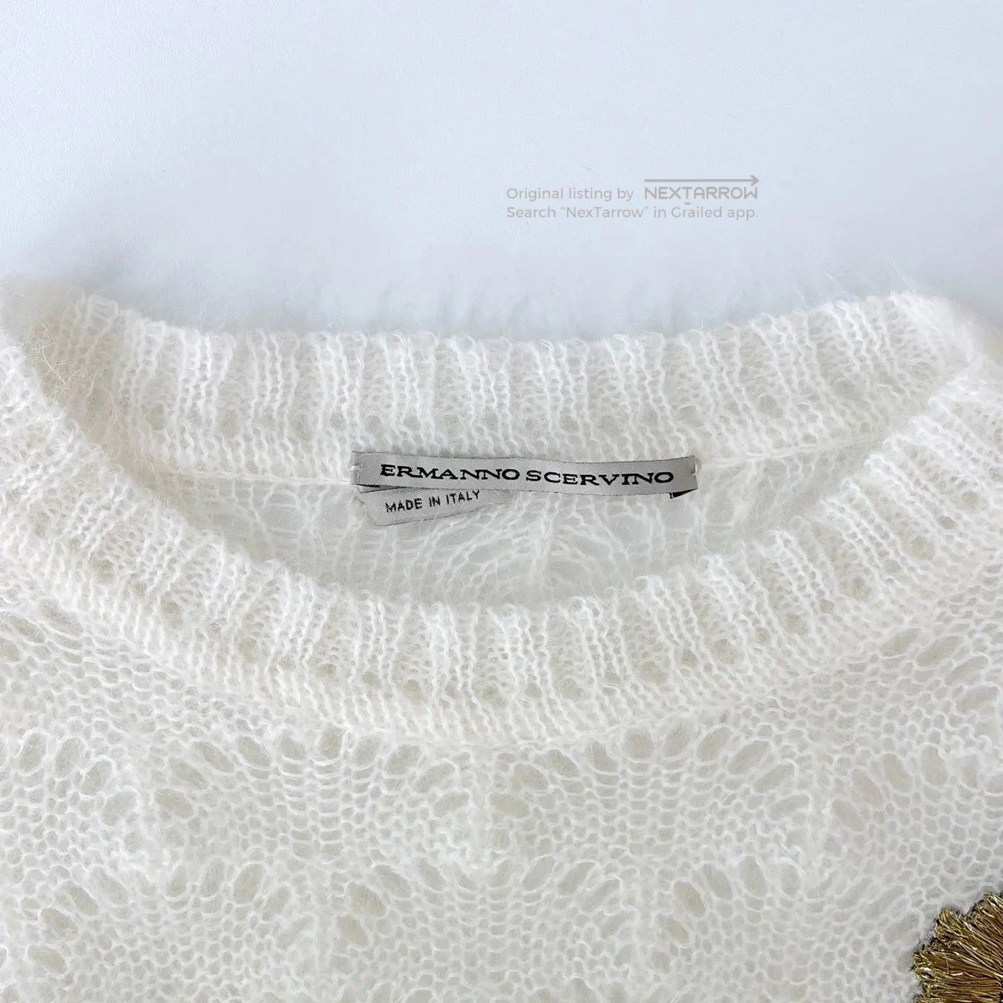 Ermanno Scervino White Badge Lace Knit Top, Women's (Size Xs) — image 5 of 6