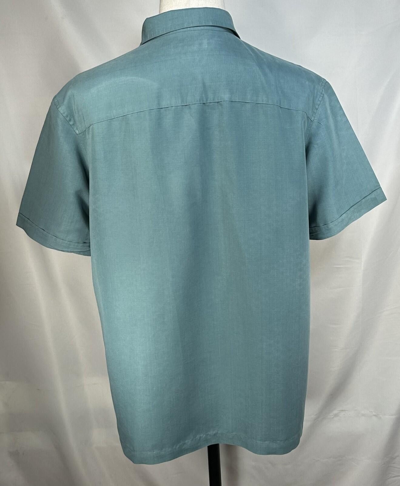 Liz Claiborne Claiborne Short Sleeve Bowling Shirt Button Up Green Mens L Size US L / EU 52-54 / 3 - 2 Thumbnail