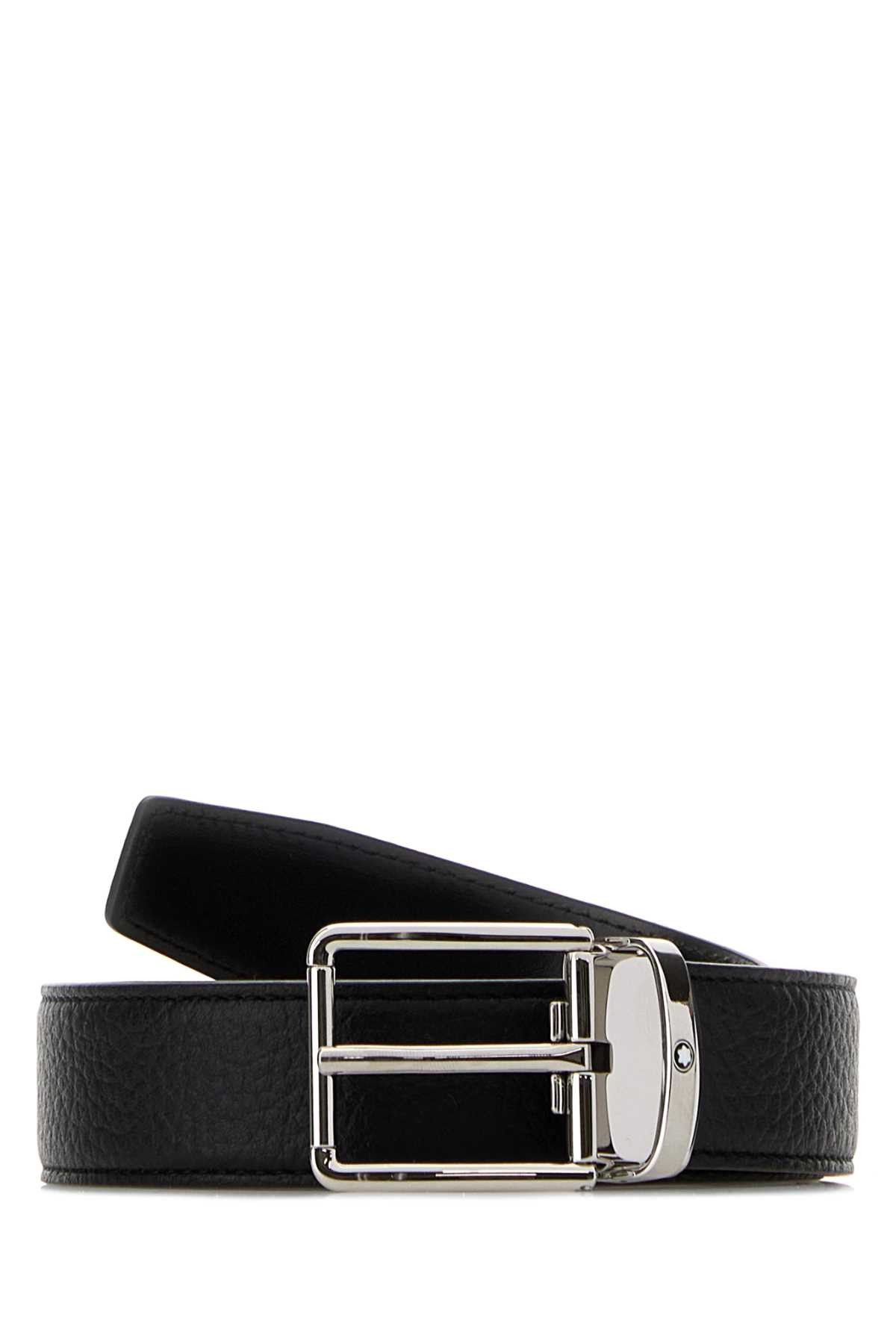 Montblanc Black Leather Reversible Belt Size ONE SIZE - 1 Thumbnail