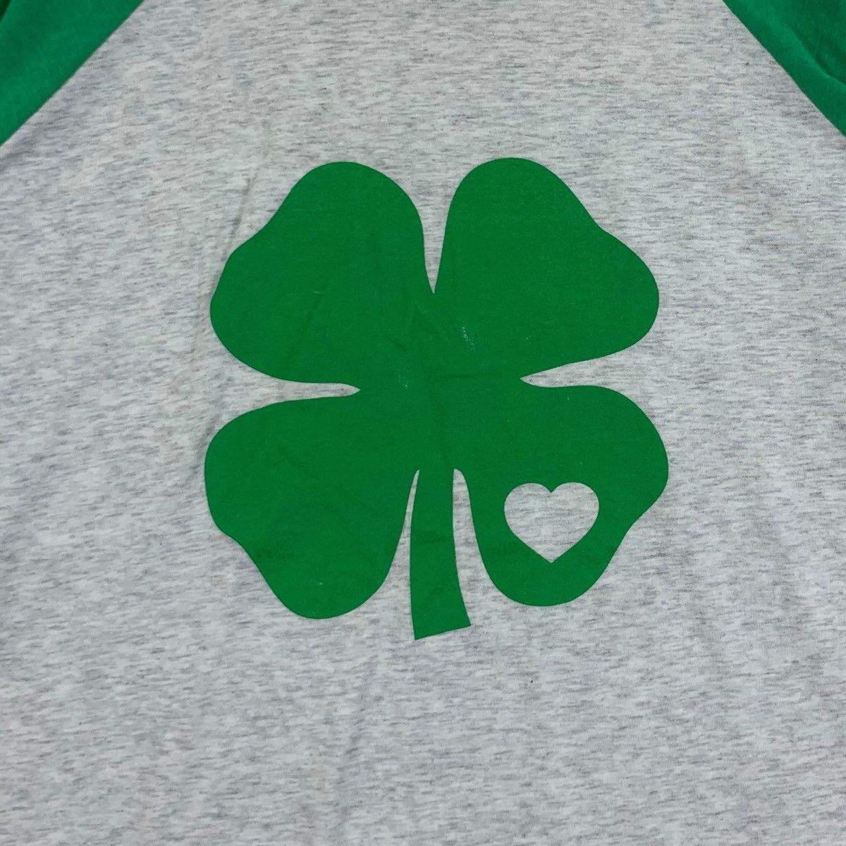 Next Level IRISH LUCK CLOVER HEARTS Shamrock Raglan Tee Shirt Size XXL / US 16-18 / IT 52-54 - 3 Thumbnail