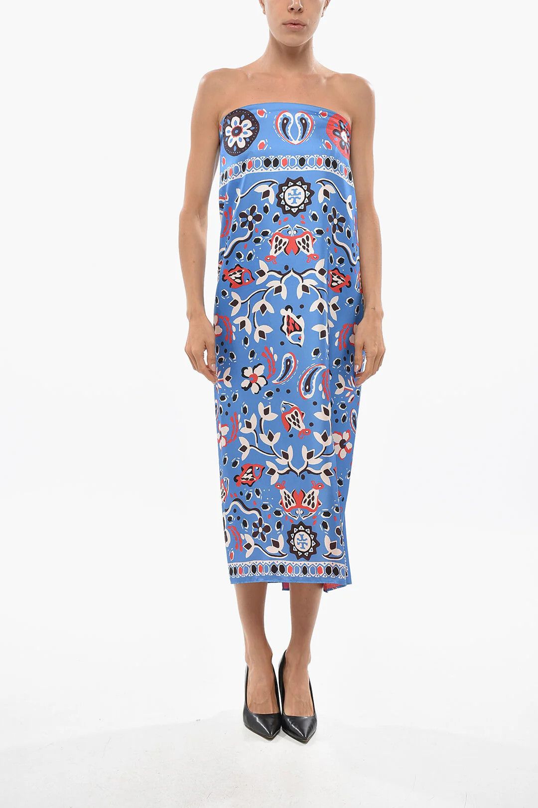 Tory Burch og1mm0426 Silk Strapless Dress in Light Blue Size XS / US 0-2 / IT 36-38 - 1 Thumbnail