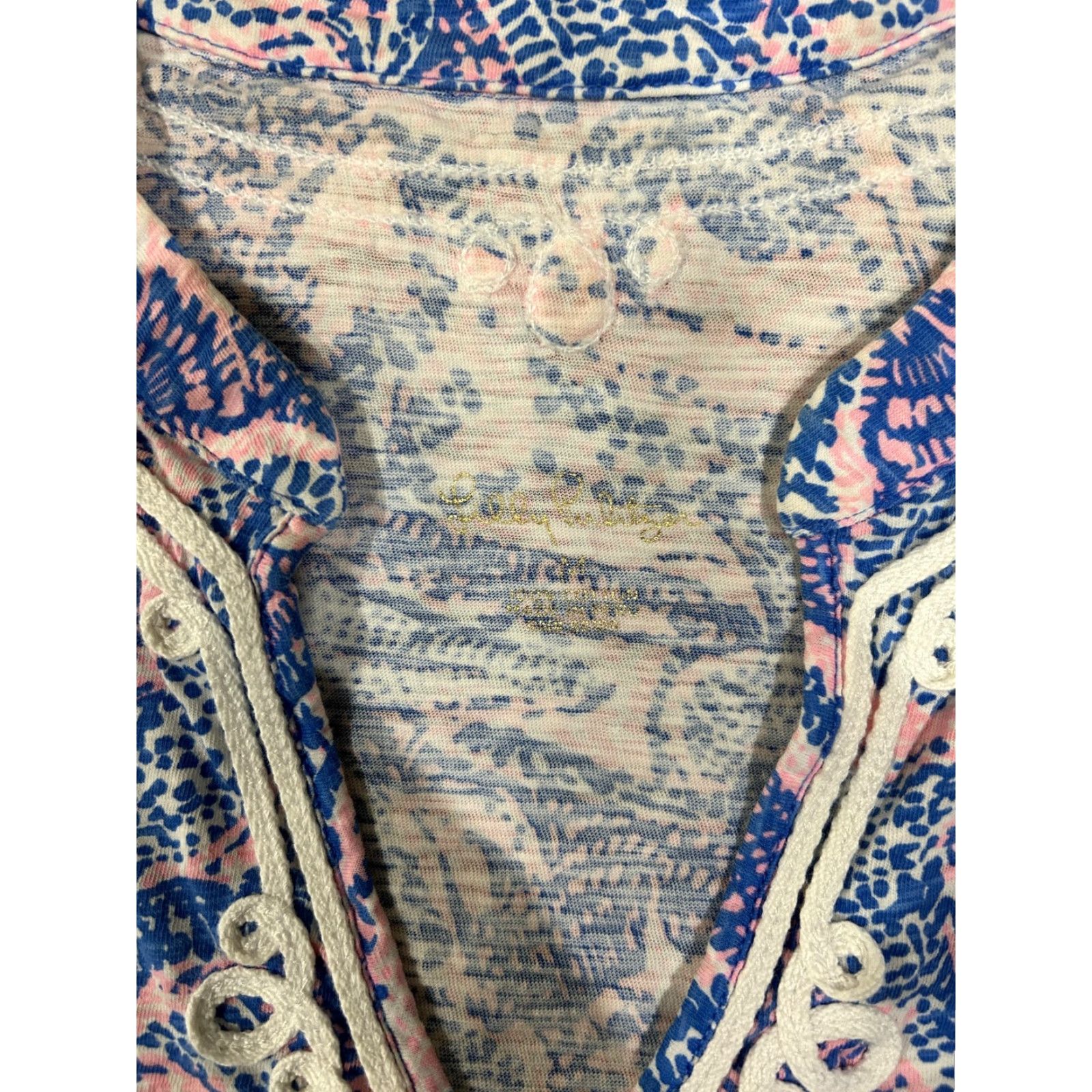 Lilly Pulitzer Lilly Pulitzer Womens Multicolor V-Neck 3/4 Sleeve Top Tunic Blouse Shift M Size M / US 6-8 / IT 42-44 - 4 Thumbnail