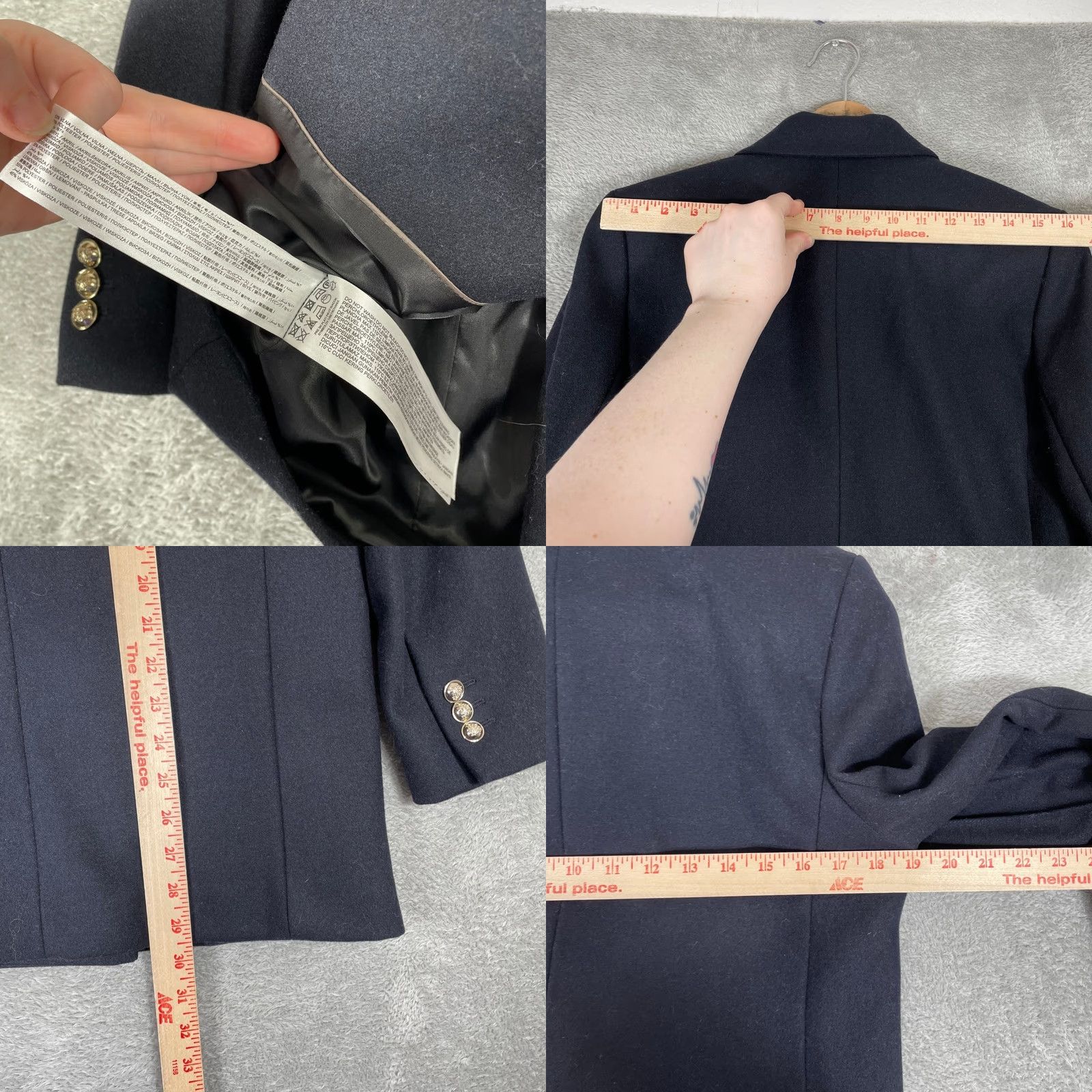 Mango Mango MNG Blazer Womens XS Navy Blue Wool Blend Double Breasted Gold Button Coat Jacket Size XS / US 0-2 / IT 36-38 - 8 Thumbnail