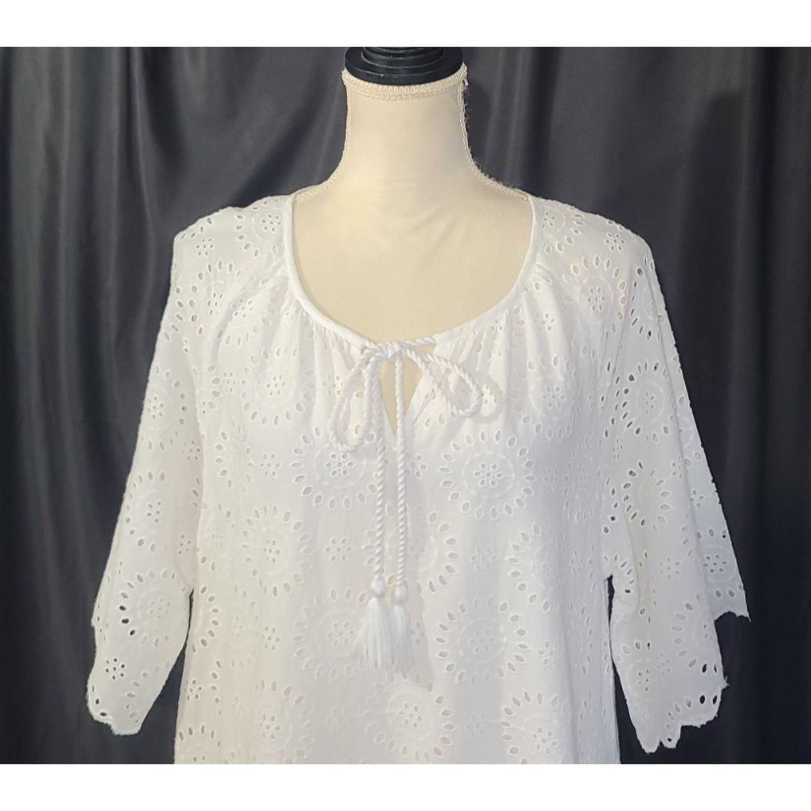 Other Ruby Yaya Womens Designer White Eyelet Aline Dress Medium Size M / US 6-8 / IT 42-44 - 2 Thumbnail
