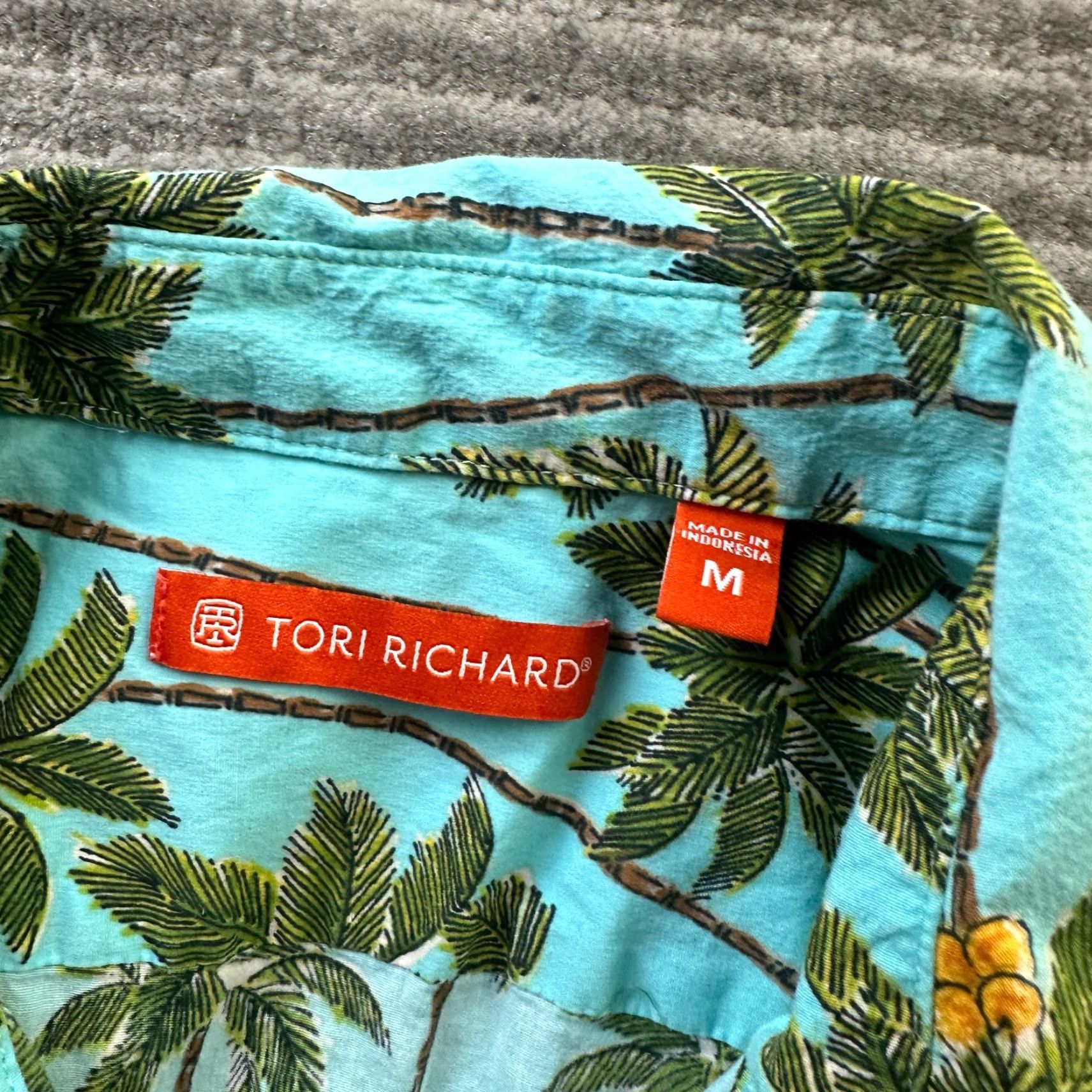 Tori Richard Tori Richard Shirt Mens Medium Blue Teal Geometric All Over Print Button Up Size US M / EU 48-50 / 2 - 6 Thumbnail