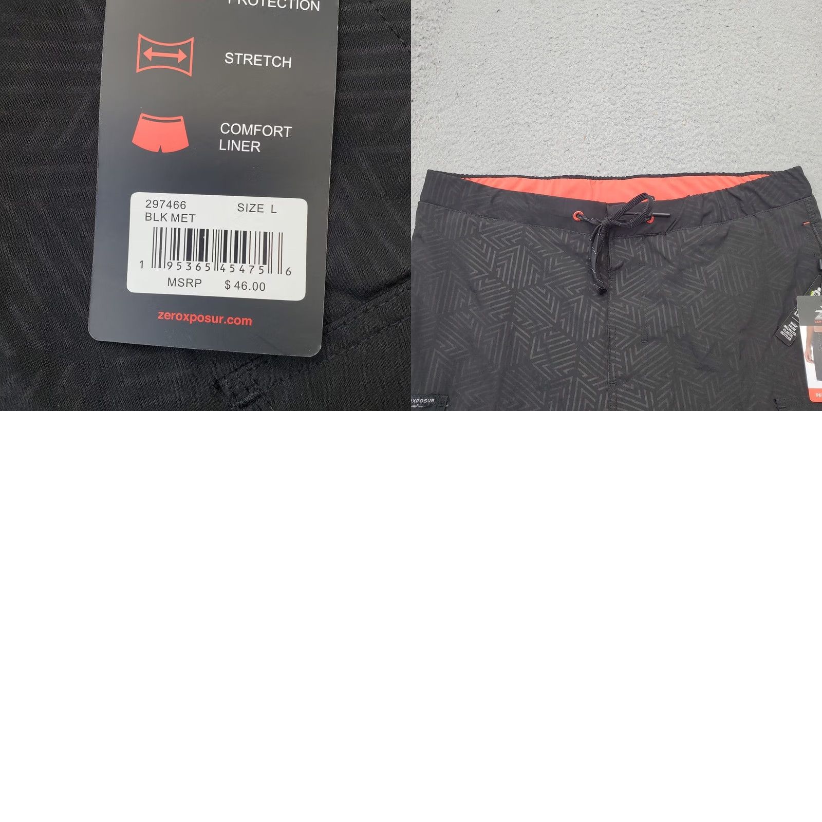 ZeroXposur ZeroXposur Swim Trunks Mens L Black Cargo Pocket Performance Stretch Drawstring Size ONE SIZE - 8 Thumbnail