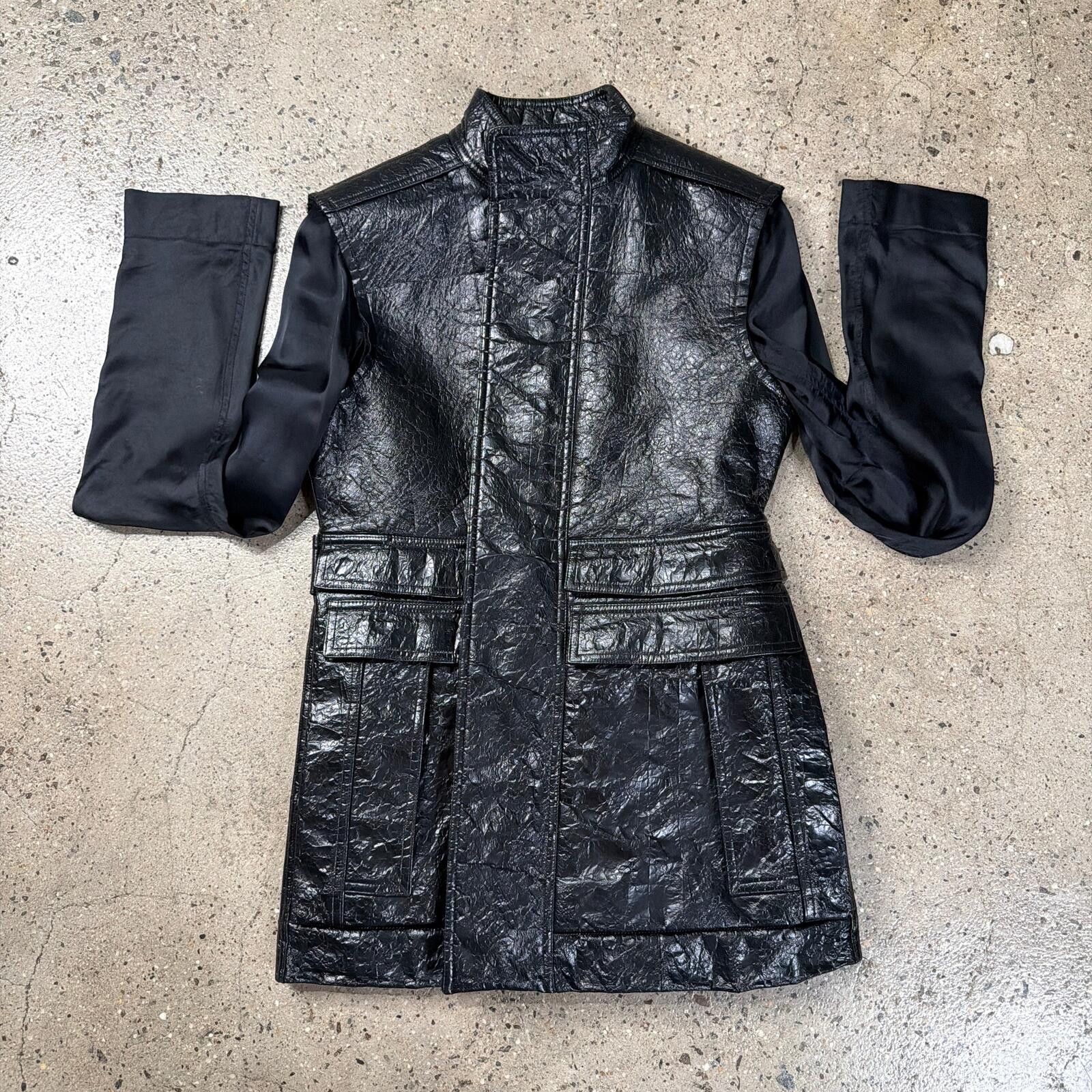 Rick Owens Rick Owens SS16 Cyclops Leather Silk Sleeve Jacket Size US S / EU 44-46 / 1 - 4 Thumbnail