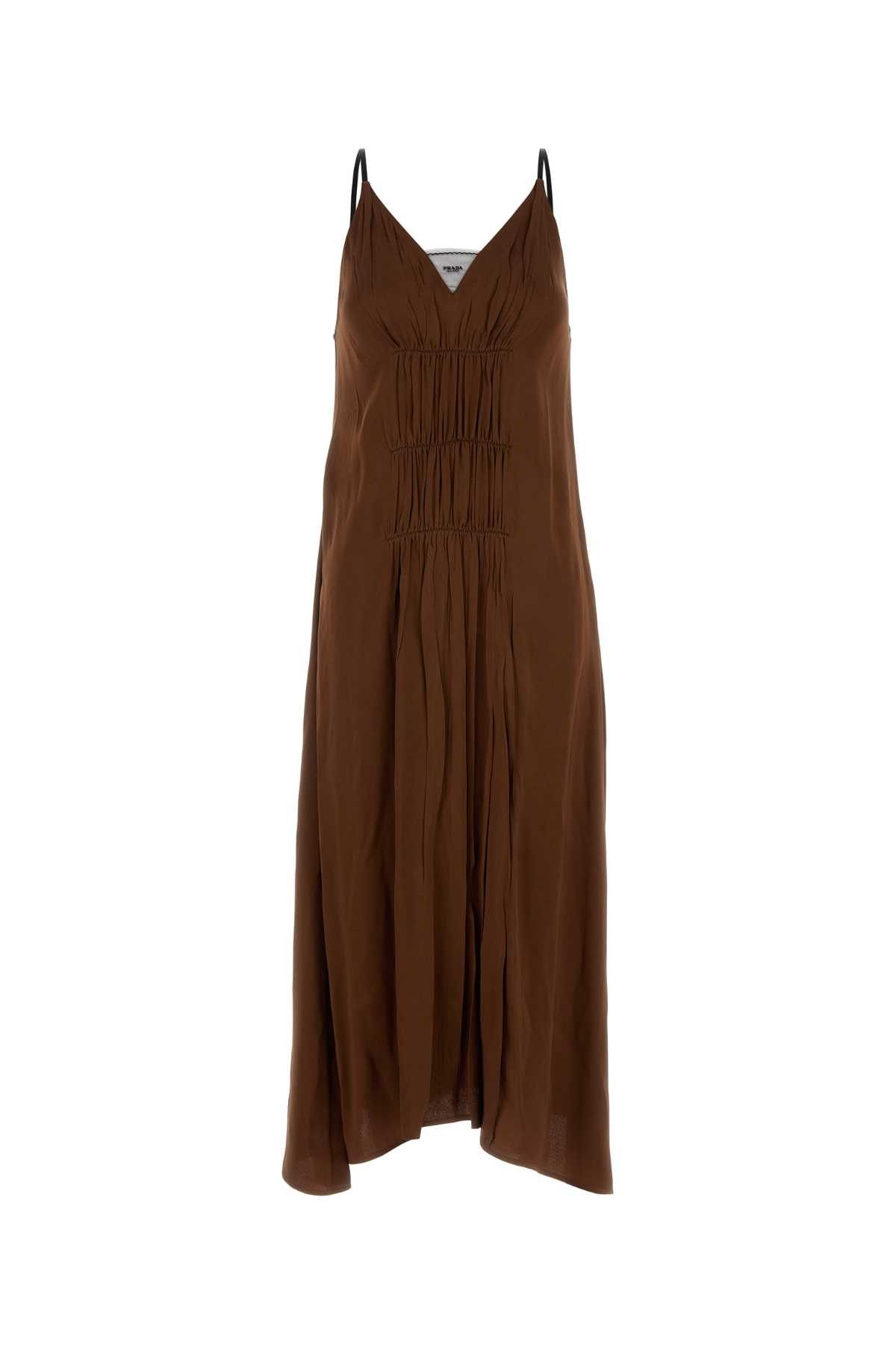 Prada Brown Satin Dress Size M / US 6-8 / IT 42-44 - 1 Thumbnail