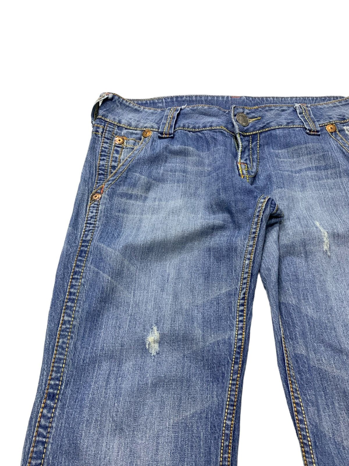 Affliction × True Religion True Religion Sammy Big T Distressed Flare Denim Pants Size US 30 / EU 46 - 6 Thumbnail