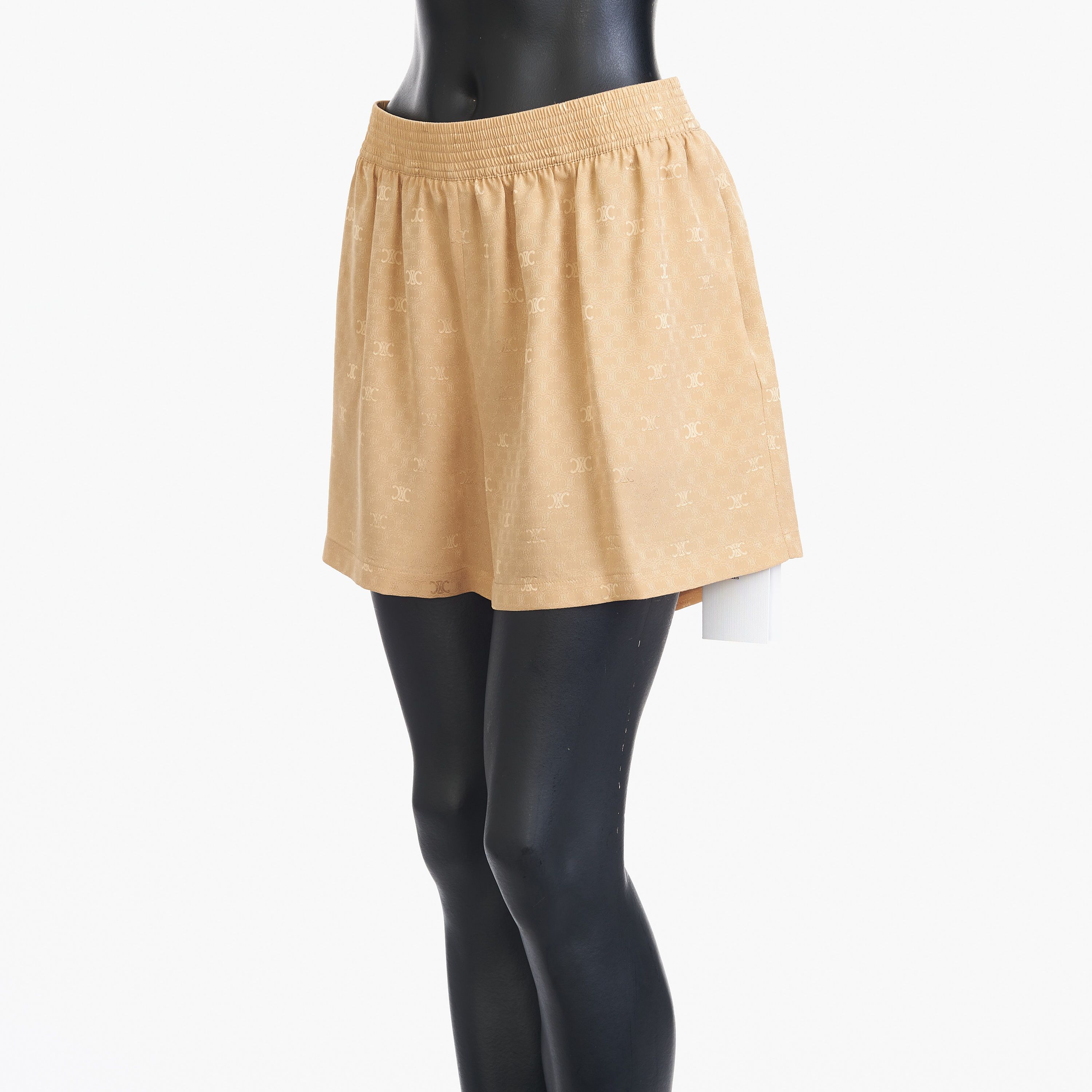 Celine Triomphe Shorts In Caramel Shiny Matte Silk Size 28" / US 6 / IT 42 - 2 Thumbnail