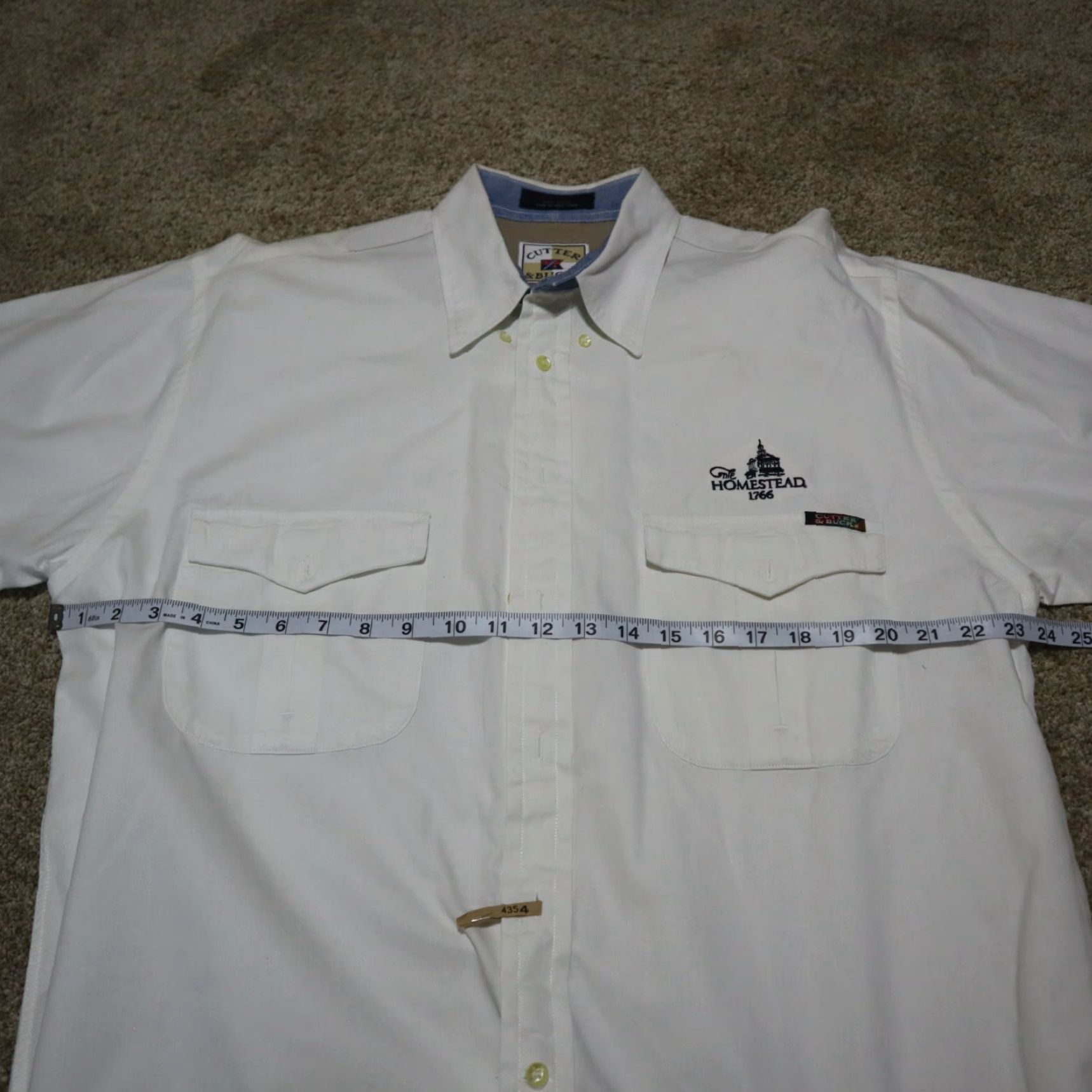 Cutter & Buck VINTAGE HOMESTEAD RESORT Shirt Men XL White Cutter & Buck Button-Up Short Sleeve Mens Shirt 80s? Size US XL / EU 56 / 4 - 6 Thumbnail