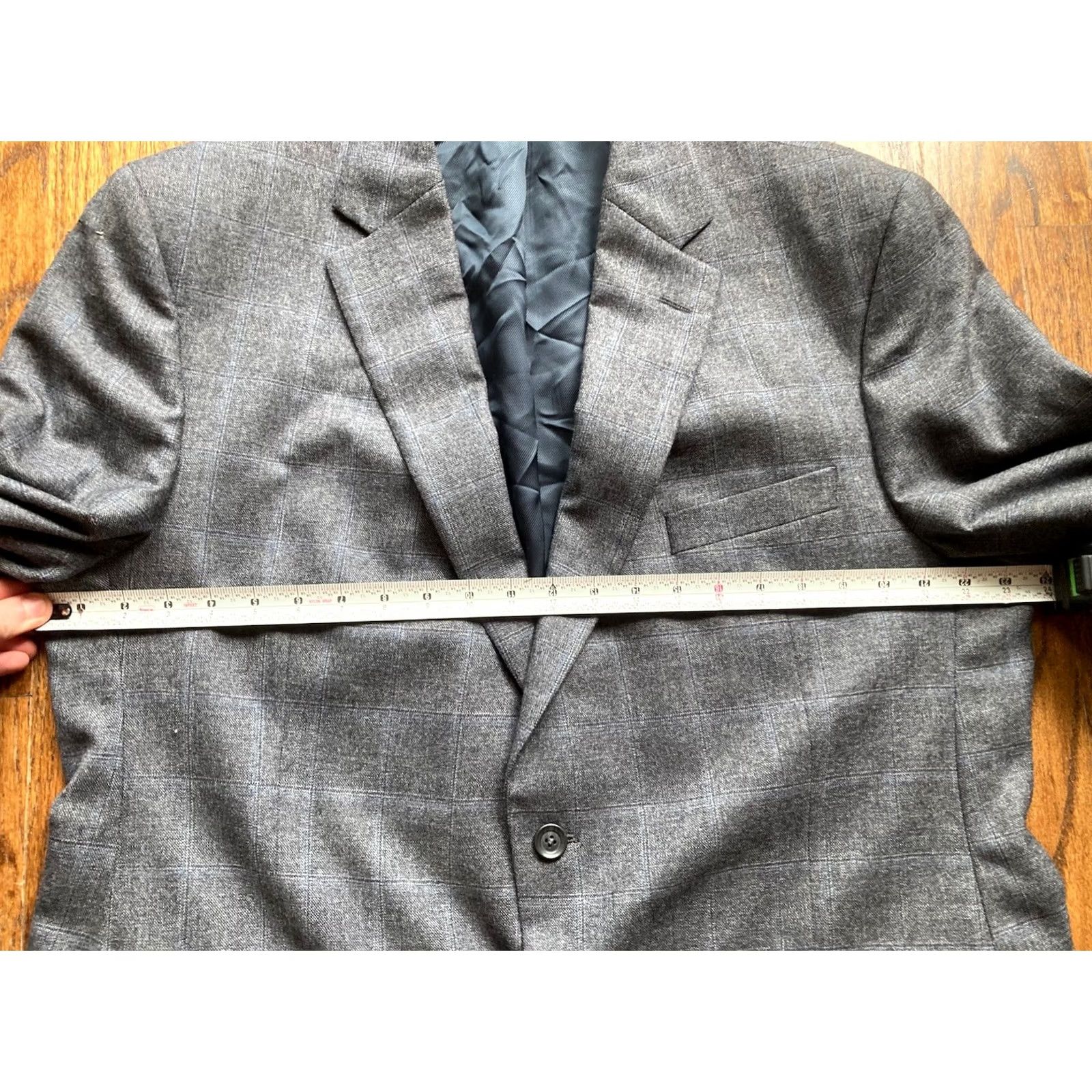 Loro Piana Daniel Cremieux Sport Coat Gray Wool Blazer 46R Windowpane Notch Lapel Single-Breasted Two-Button Vintage? No Mens Size 46R - 5 Thumbnail