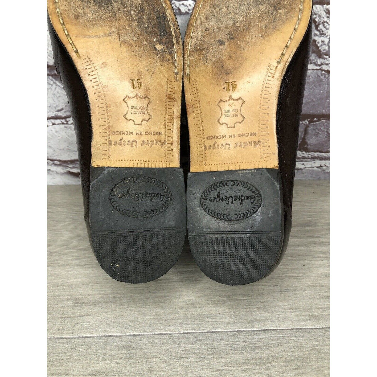 Other Andre Verger Brown Leather Tassel Loafers Handsewn Shoes Men Size US 8 / EU 41 - 7 Thumbnail