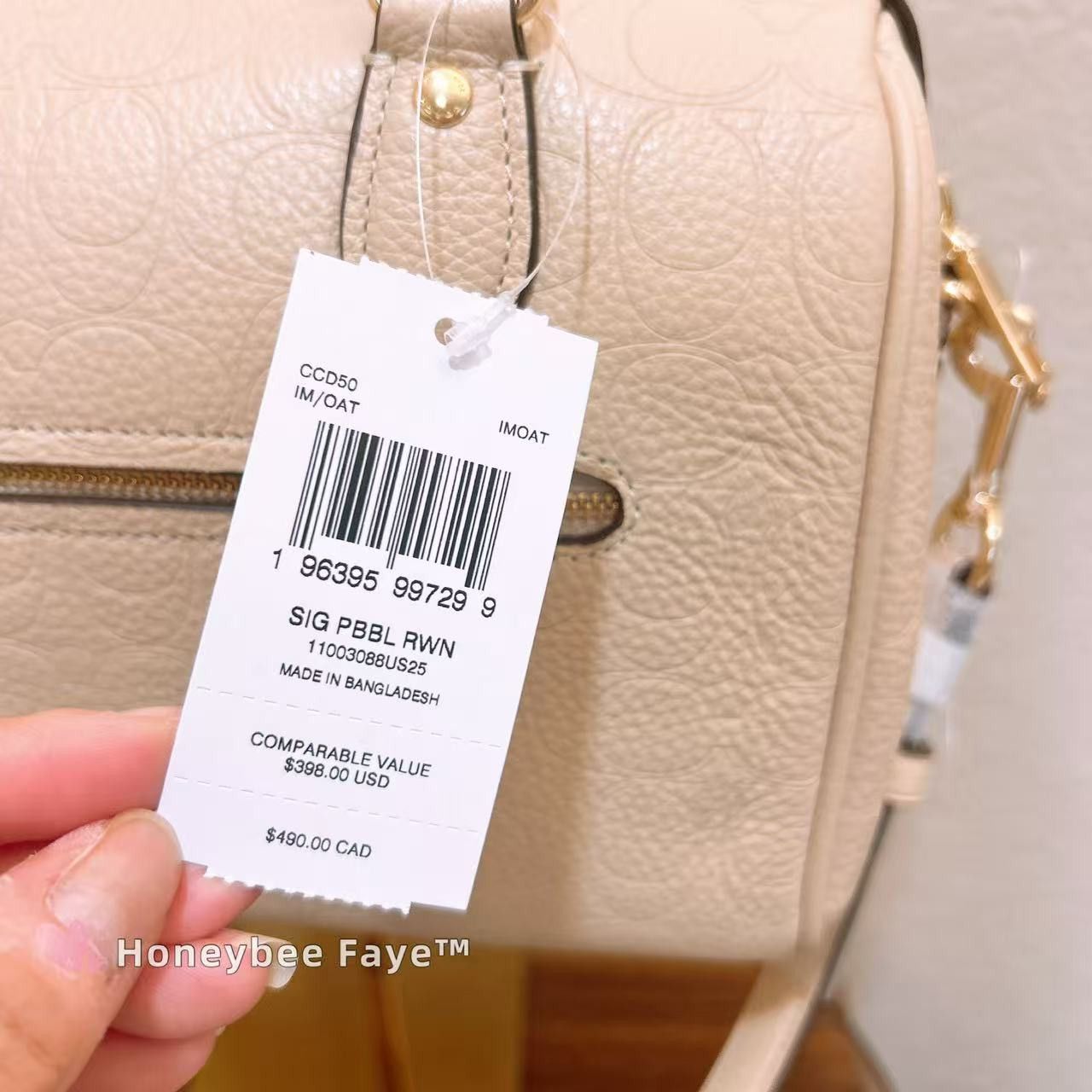 Coach Rowan Satchel Bag In Signature Leather CCD50 Oat Size ONE SIZE - 8 Thumbnail