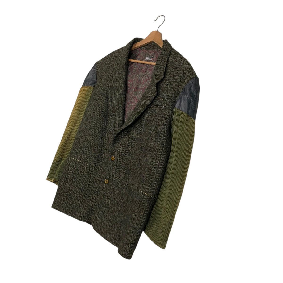 Japanese Brand 🔥VINTAGE PATCH WORK LEATHER WOOL JACKET JAGMEN ISSEY MIYAKE Size US M / EU 48-50 / 2 - 4 Thumbnail