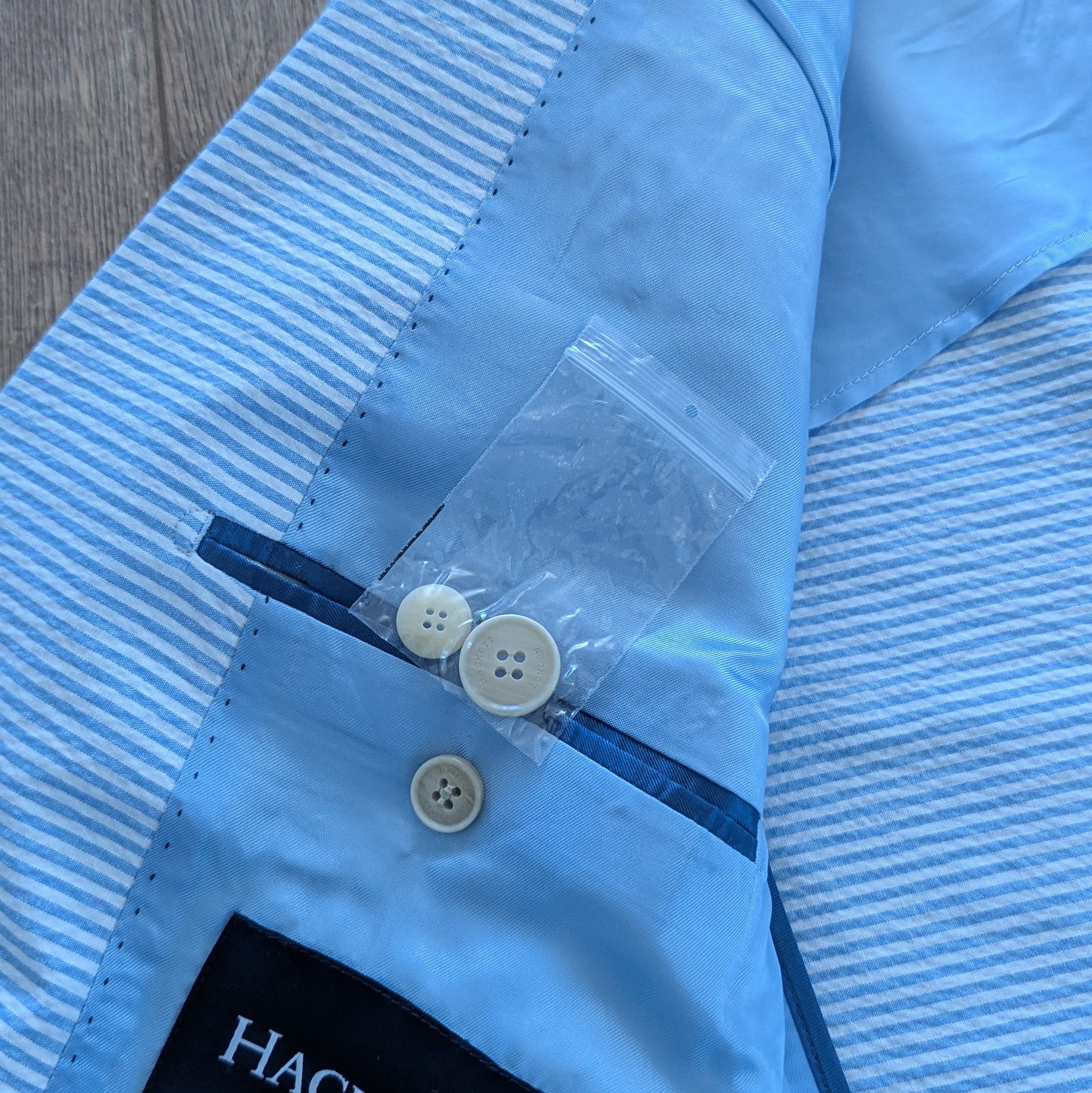 Hackett HACKETT London Horizontal Seersucker Men's Blazer Jacket Size 50R - 17 Thumbnail