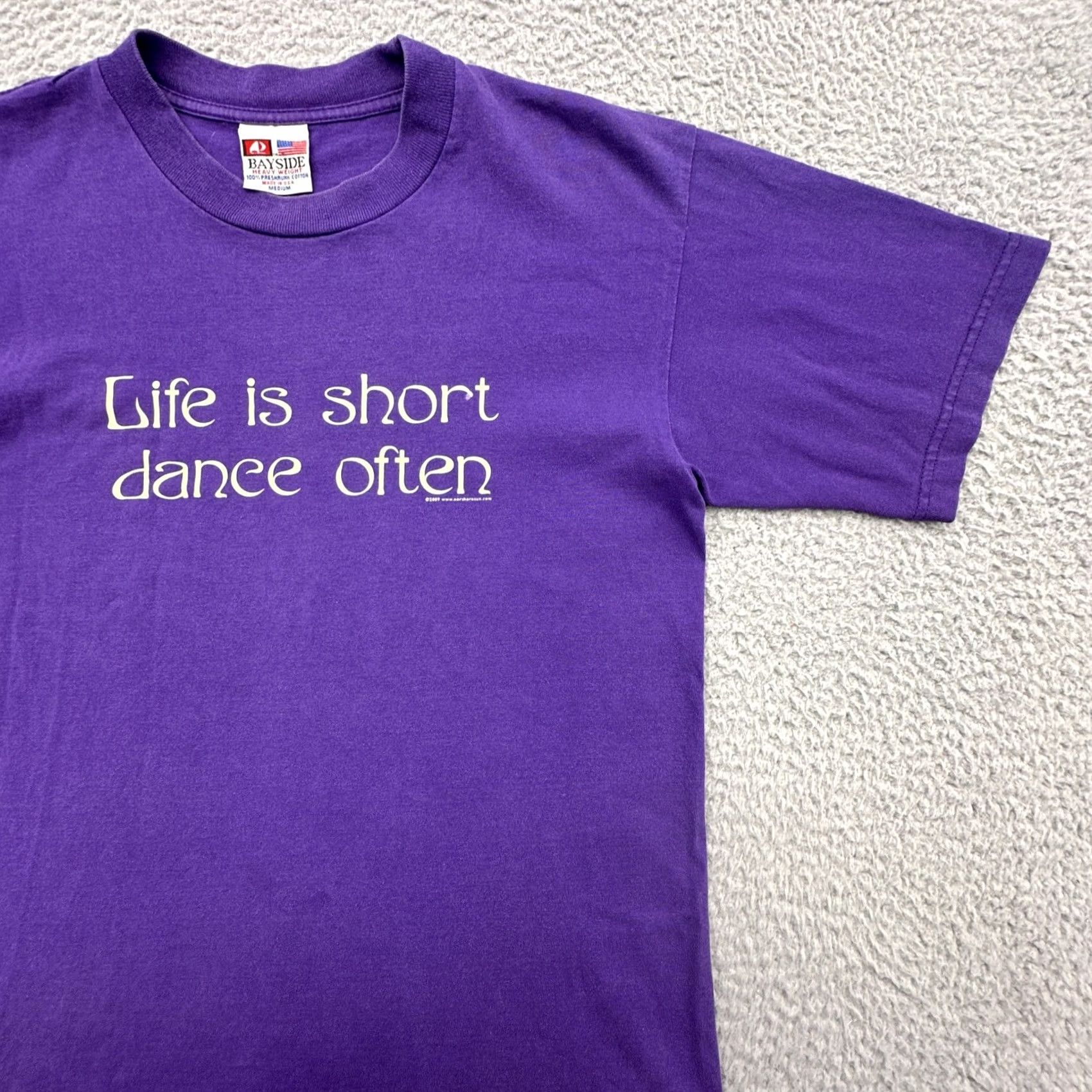 Vintage VINTAGE Bayside Mens M Purple T Shirt USA Made Dance Often Logo Solid Short Sleeve Crew Neck Size US M / EU 48-50 / 2 - 2 Thumbnail