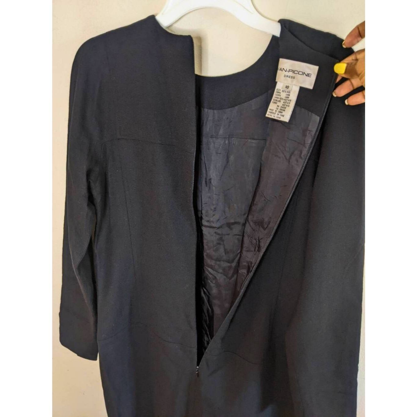 Evan Picone Evan Picone Black Wool Dress Size 10 Vintage Long Sleeve Lin Size L / US 10 / IT 46 - 10 Thumbnail