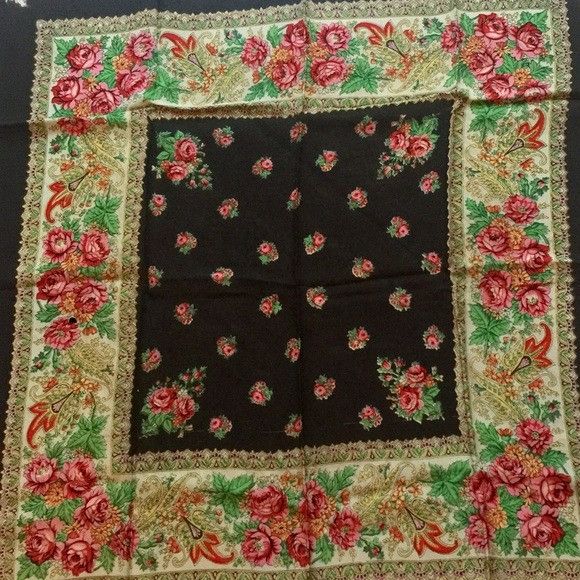 Vintage Vintage Black Garden Scarf Handkerchief Size ONE SIZE - 2 Thumbnail