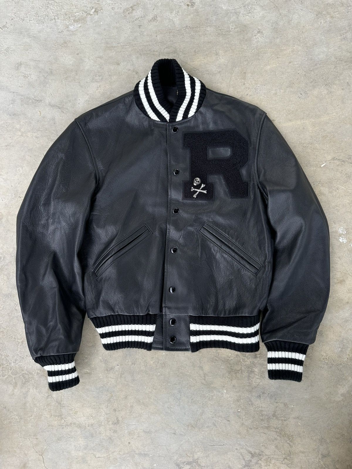 R13 R13 Varsity Bomber Leather Jacket Size XS / US 0-2 / IT 36-38 - 2 Thumbnail