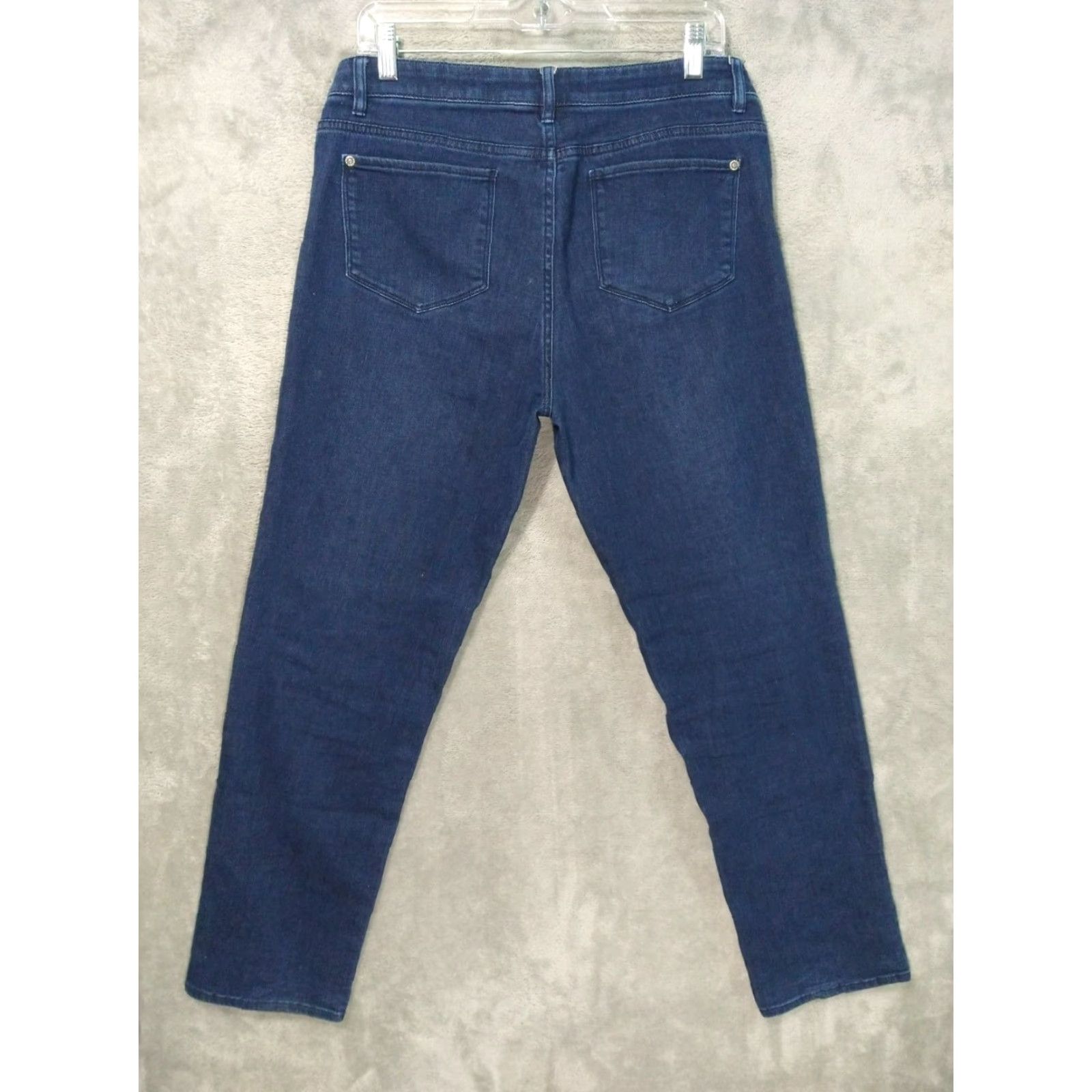 Denime J Jill Jeans Womens 8 Blue Denim Slim Boyfriend Straight Leg Mid Rise Dark Wash Jeans Women's Clothing Slim Fit Blue 90s? Size 30" / US 8 / IT 44 - 2 Thumbnail