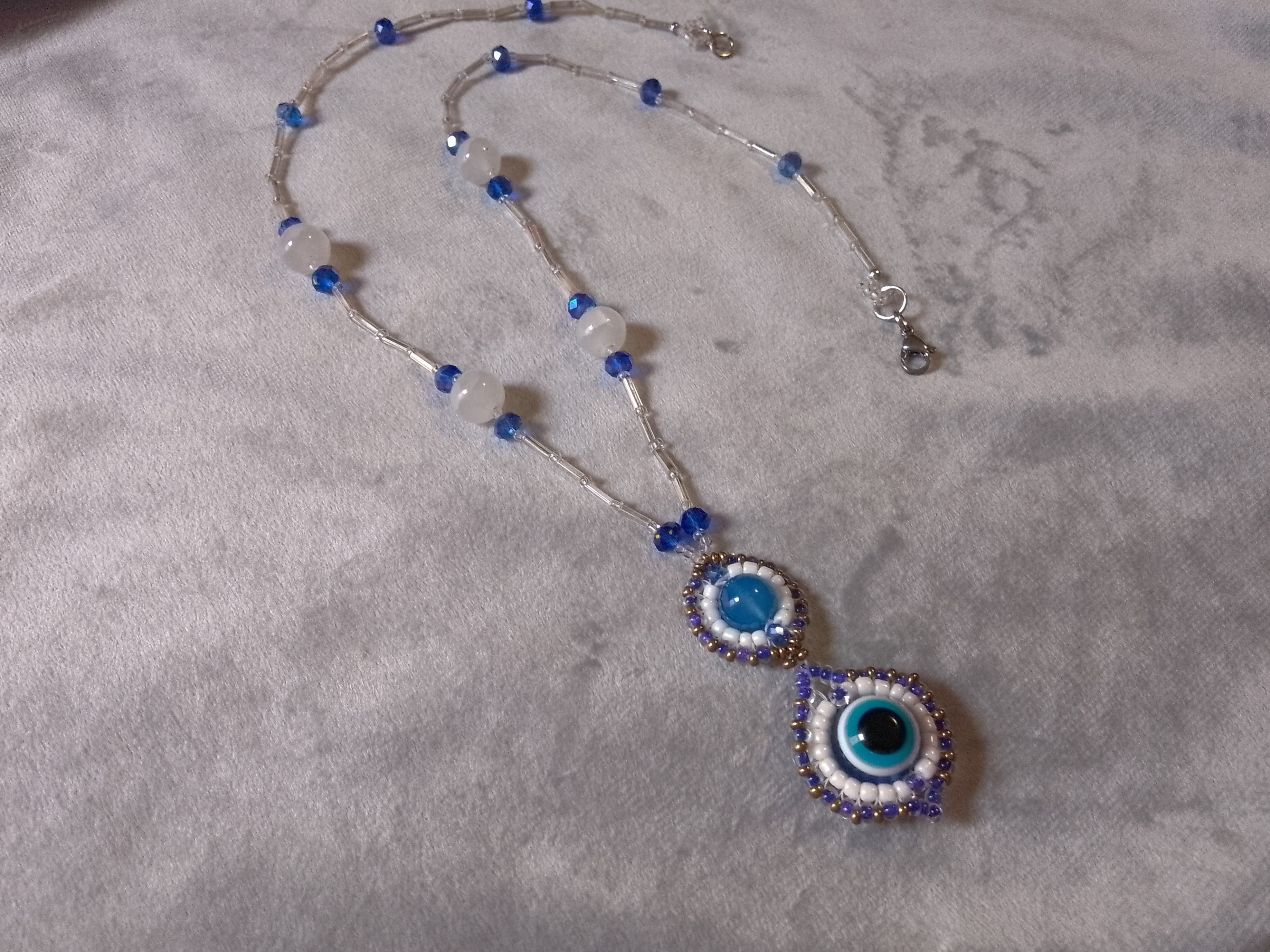 Handmade Talisman Necklaces eye of Nazar pendant Agate gemstones Size ONE SIZE - 10 Thumbnail