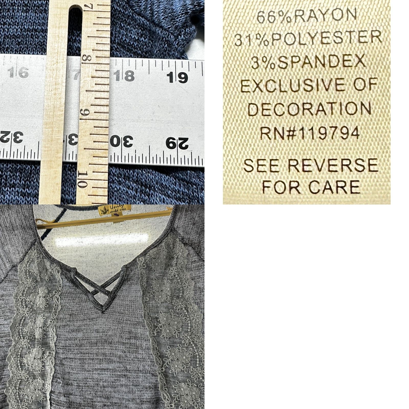 Vintage Unity Blue Bohemian Tunic Sweater XL Long Sleeve V-Neck Women Size XL / US 12-14 / IT 48-50 - 8 Thumbnail
