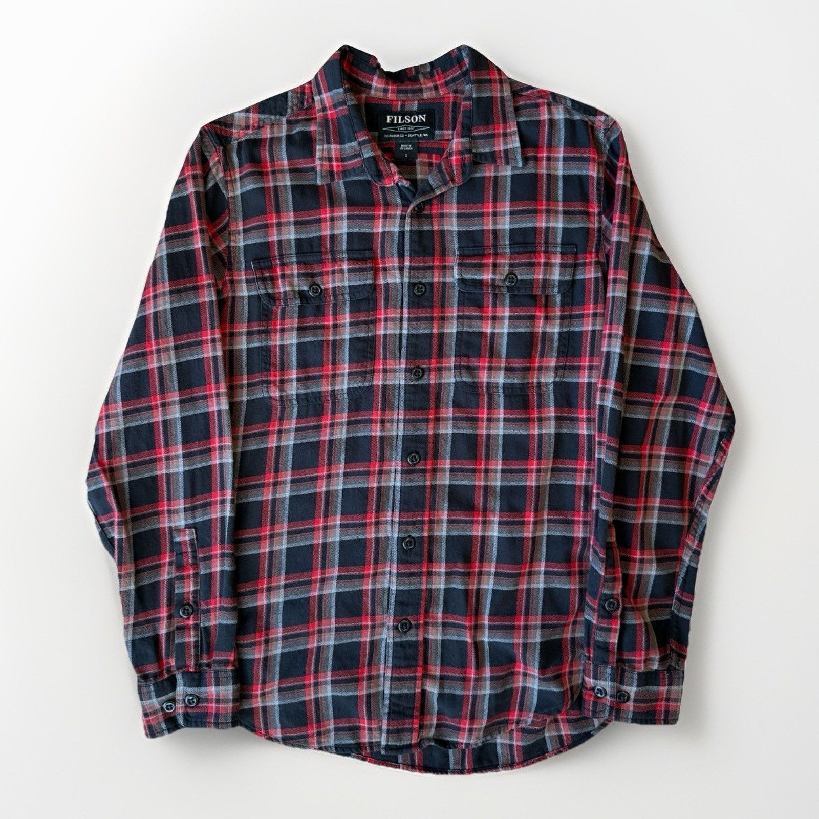 Filson Filson Scout Shirt S Black Red Lightweight Cotton Flannel Size US S / EU 44-46 / 1 - 1 Thumbnail