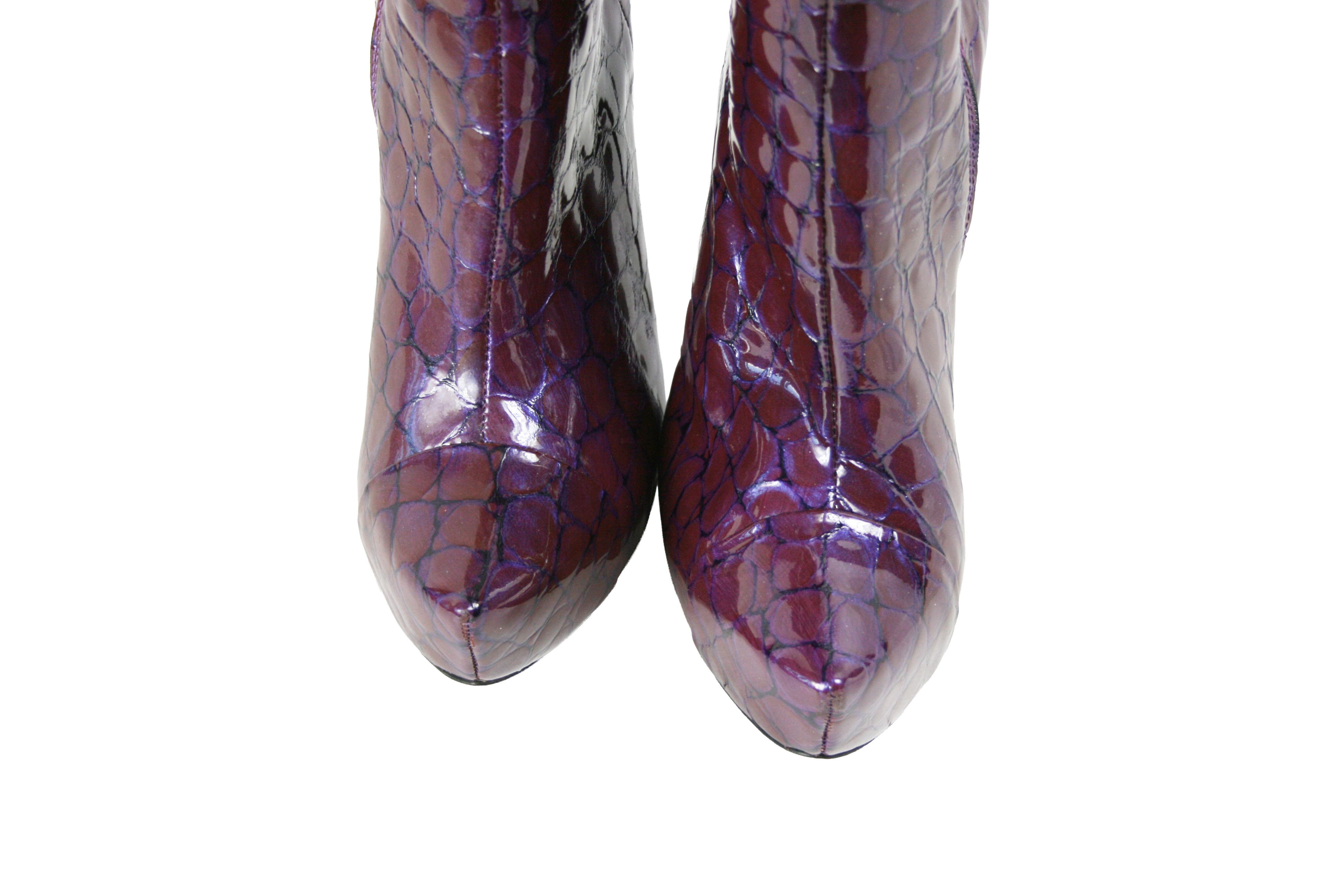 Other Gianmarco Lorenzi Y2K Sexy "Croco Print" Patent Knee Boots Size US 7 / IT 37 - 5 Thumbnail