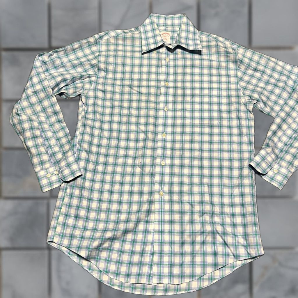 Brooks Brothers Brooks Brothers 346 Shirt Mens Small Green Blue Plaid Long Sleeve Button Shirt Size US S / EU 44-46 / 1 - 1 Thumbnail