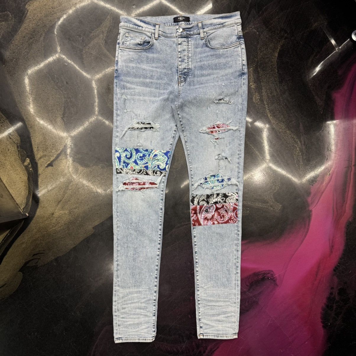 Amiri Amiri Pajama Art Patch Jeans Light Blue Size US 38 / EU 54 - 1 Thumbnail