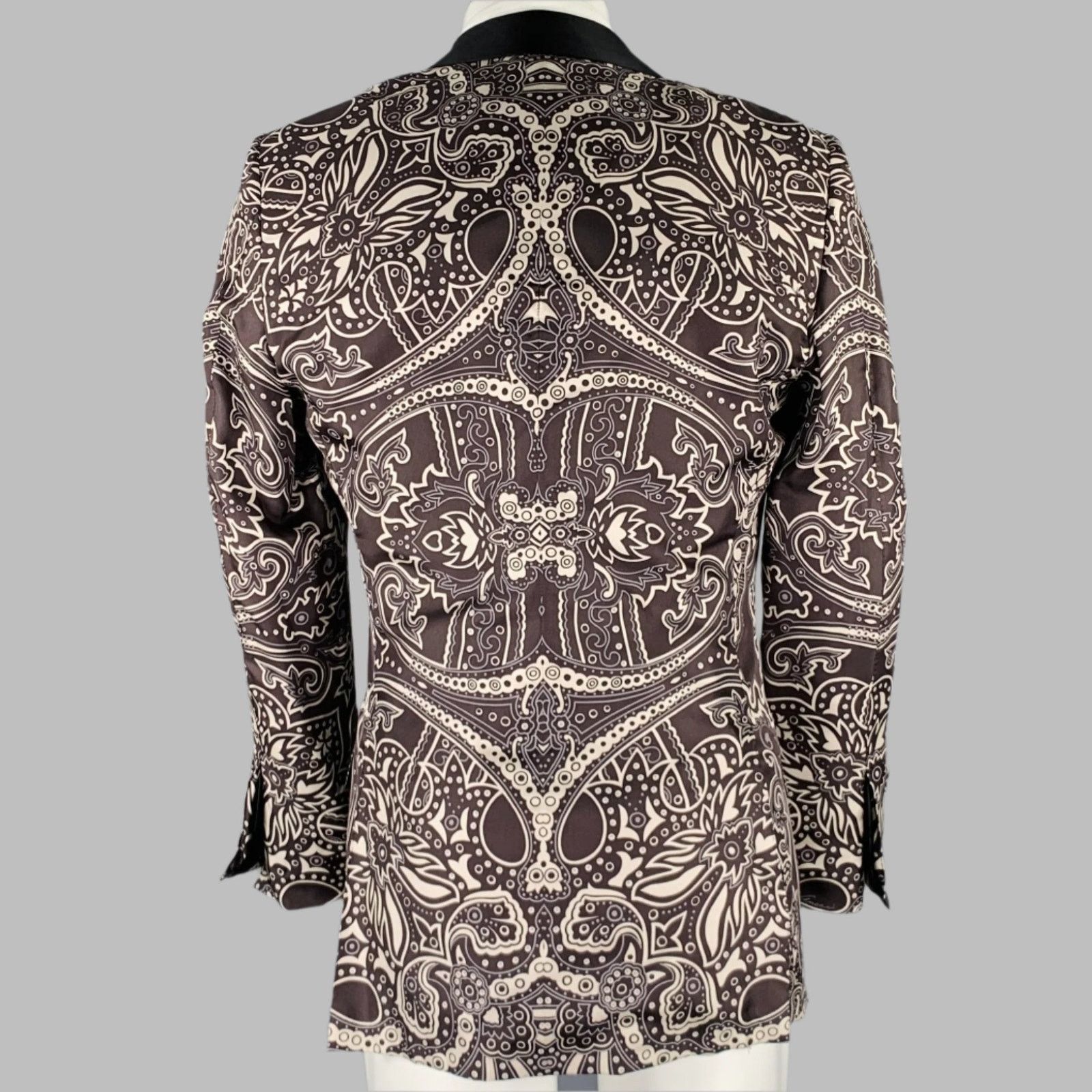 Gucci GUCCI Size 38 Black Grey Graphic Silk Tuxedo Sport Coat Size 38R - 5 Thumbnail