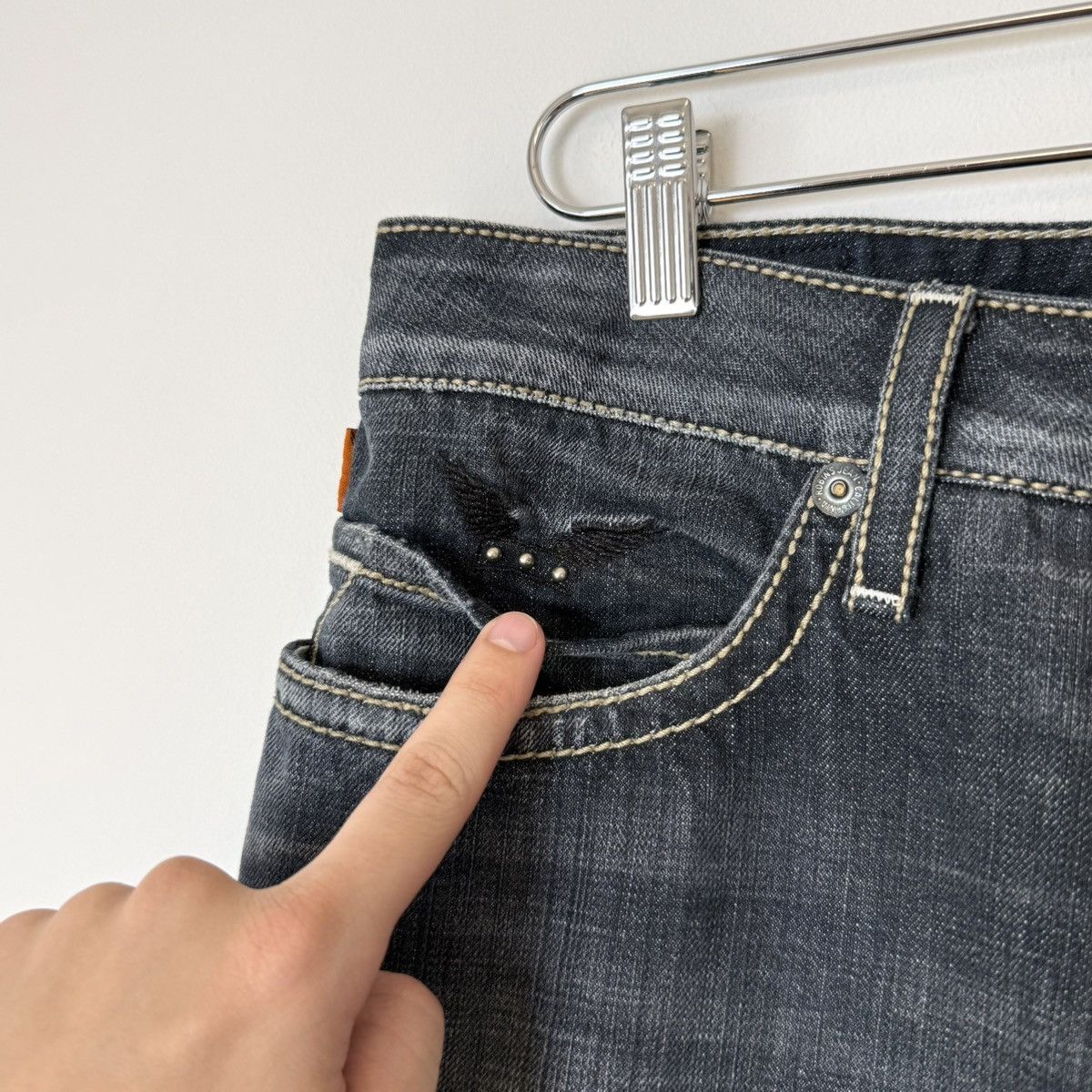 Robins Jeans Robin’s Jeans Racer Faded Leather Accent Bootcut Denim Y2K Size US 34 / EU 50 - 13 Thumbnail