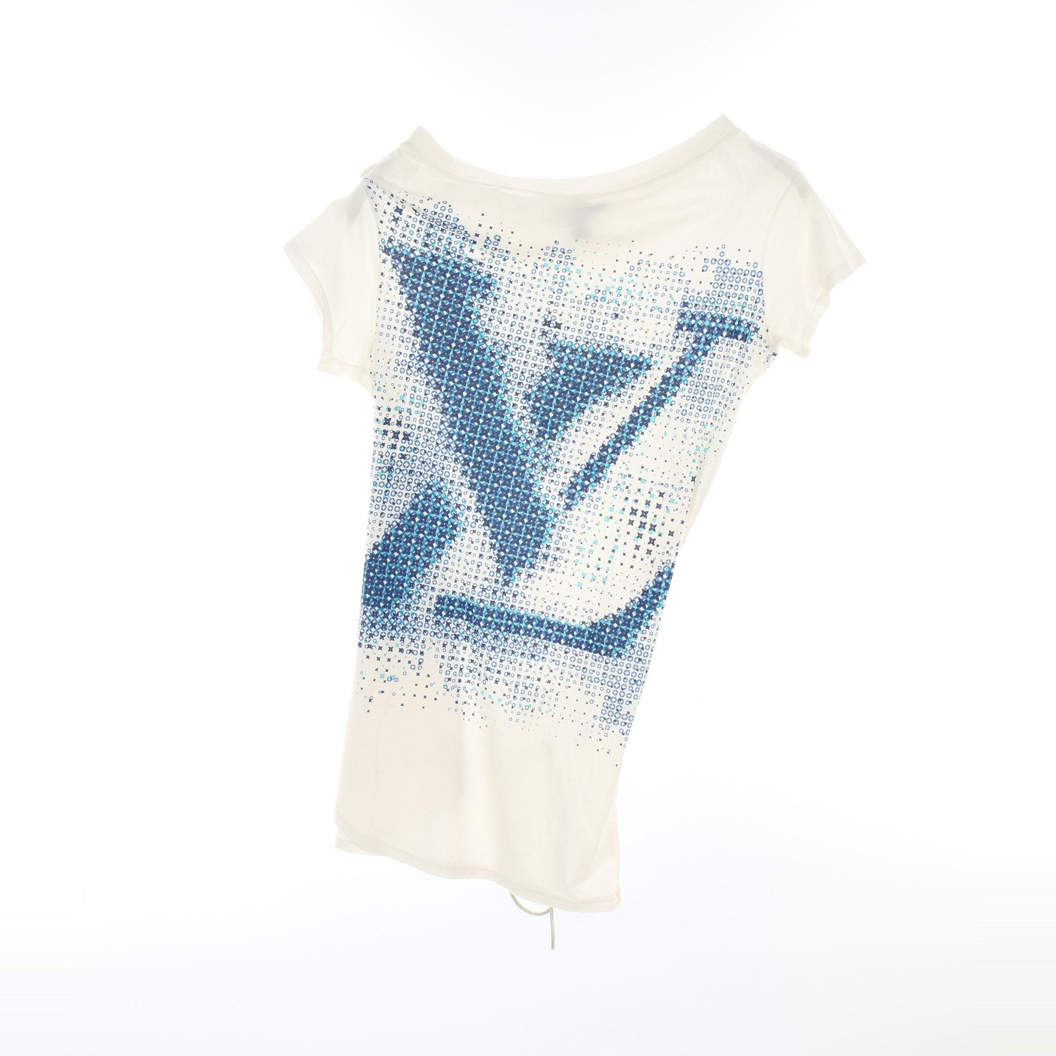 Louis Vuitton Louis Vuitton T-Shirt Lv Logo Asymmetry Cotton White Blue Size ONE SIZE - 1 Thumbnail
