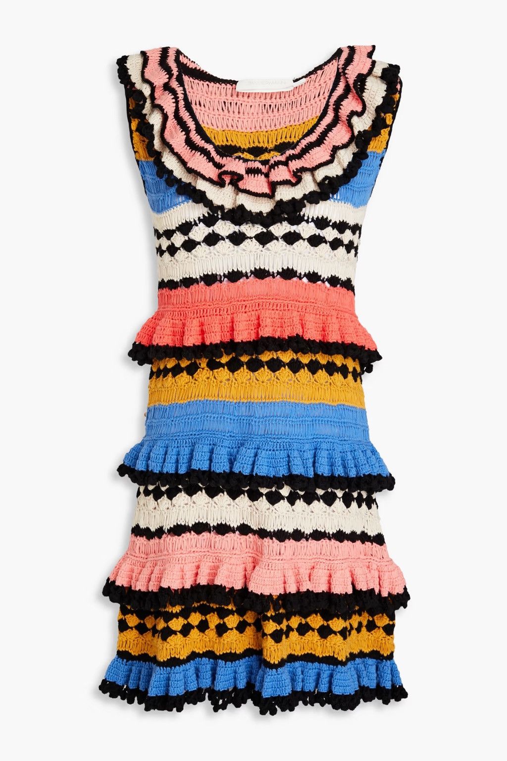 Zimmermann ZIMMERMANN Tiered pompom-embellished crocheted cotton dress Size M / US 6-8 / IT 42-44 - 3 Thumbnail
