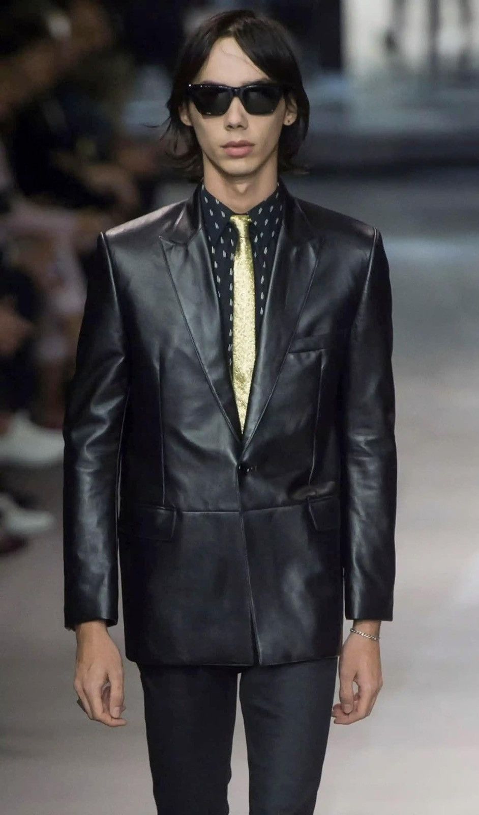 Celine × Hedi Slimane Celine SS19 Black Lambskin Rectangle Jacket Size 34R - 1 Thumbnail