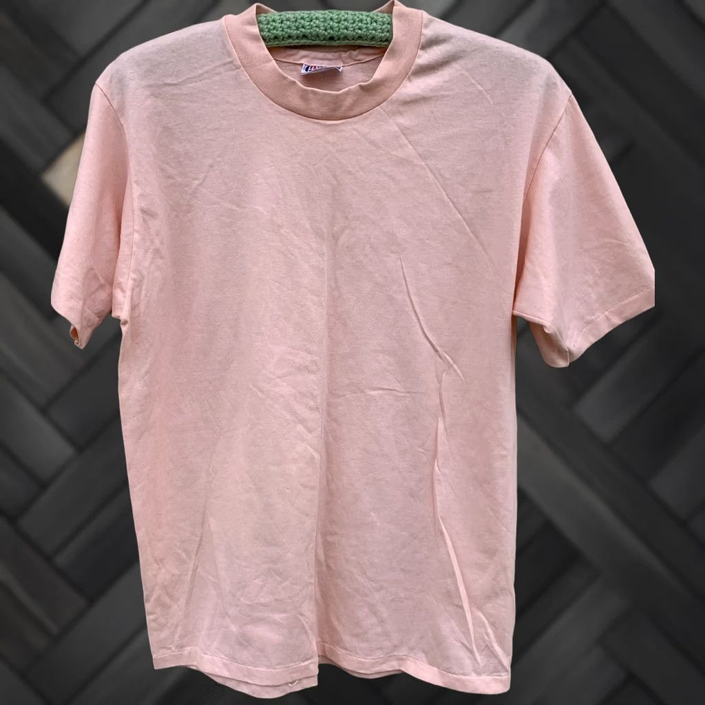 Hanes VINTAGE Hanes Fifty Fifty T-Shirt Men Regular L Pastel Solid 1980s USA Single Stitch Size US L / EU 52-54 / 3 - 1 Thumbnail
