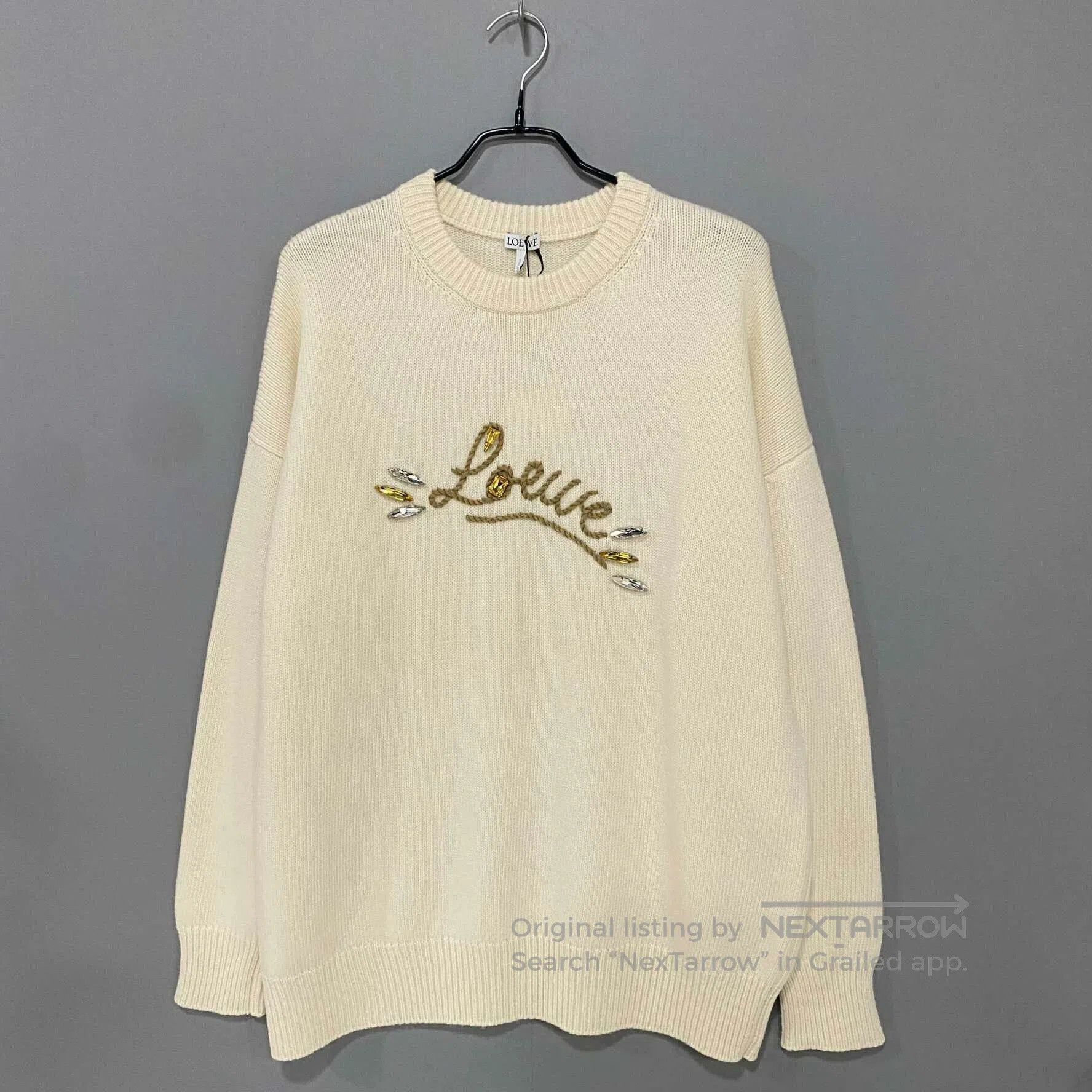 LOEWE Cream Rhinestone Sweater.