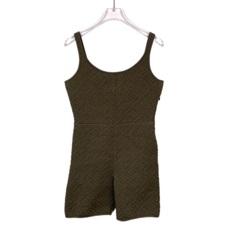 Fendi Fendi Logo Embossed Full Print Green Jumpsuit - Size 42 (M) Size M / US 6-8 / IT 42-44 - 1 Thumbnail