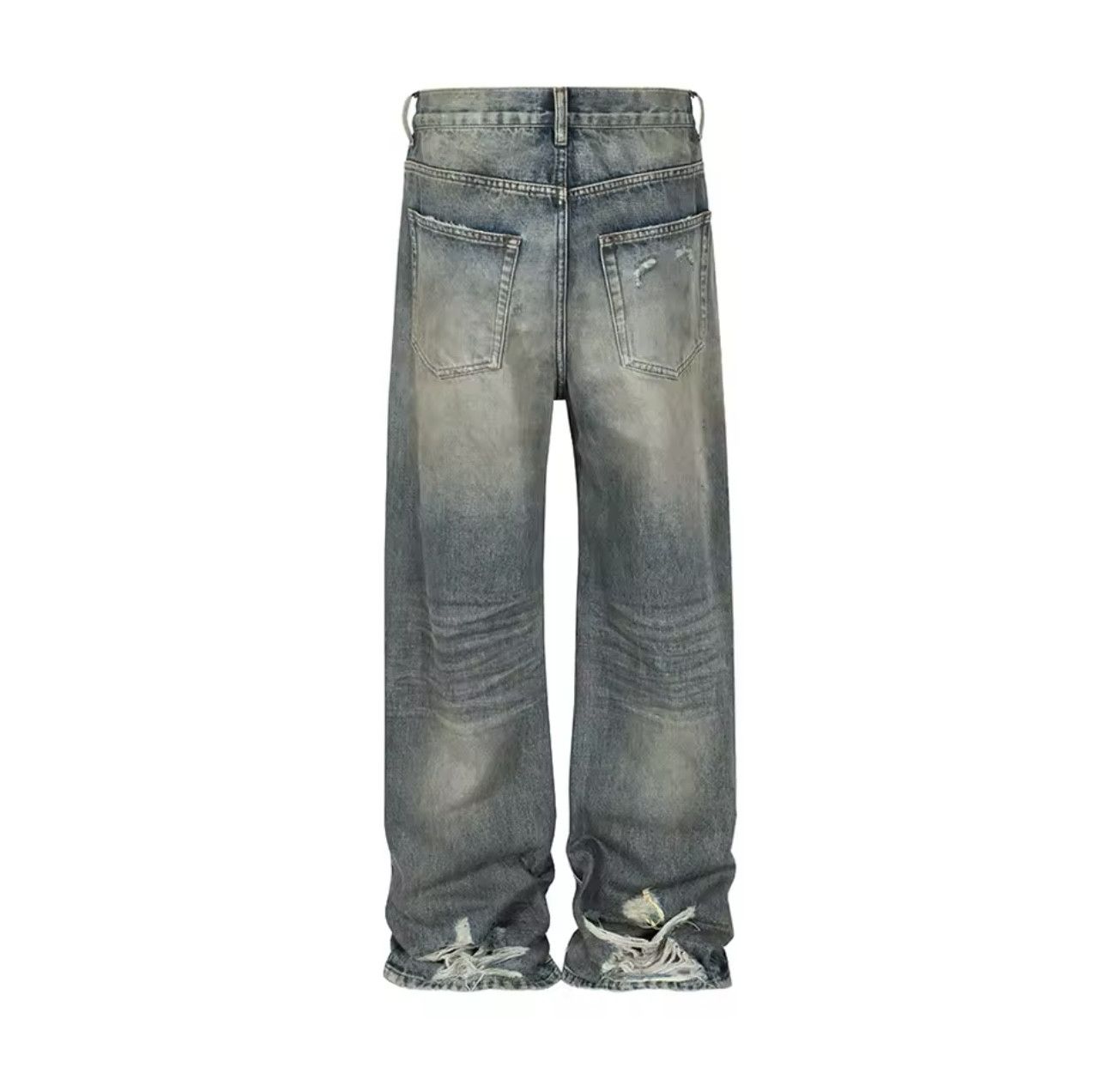 Denime × Jean Harajuku Streetwear Washed Dirty Baggy Blue Jeans Size US 32 / EU 48 - 6 Thumbnail